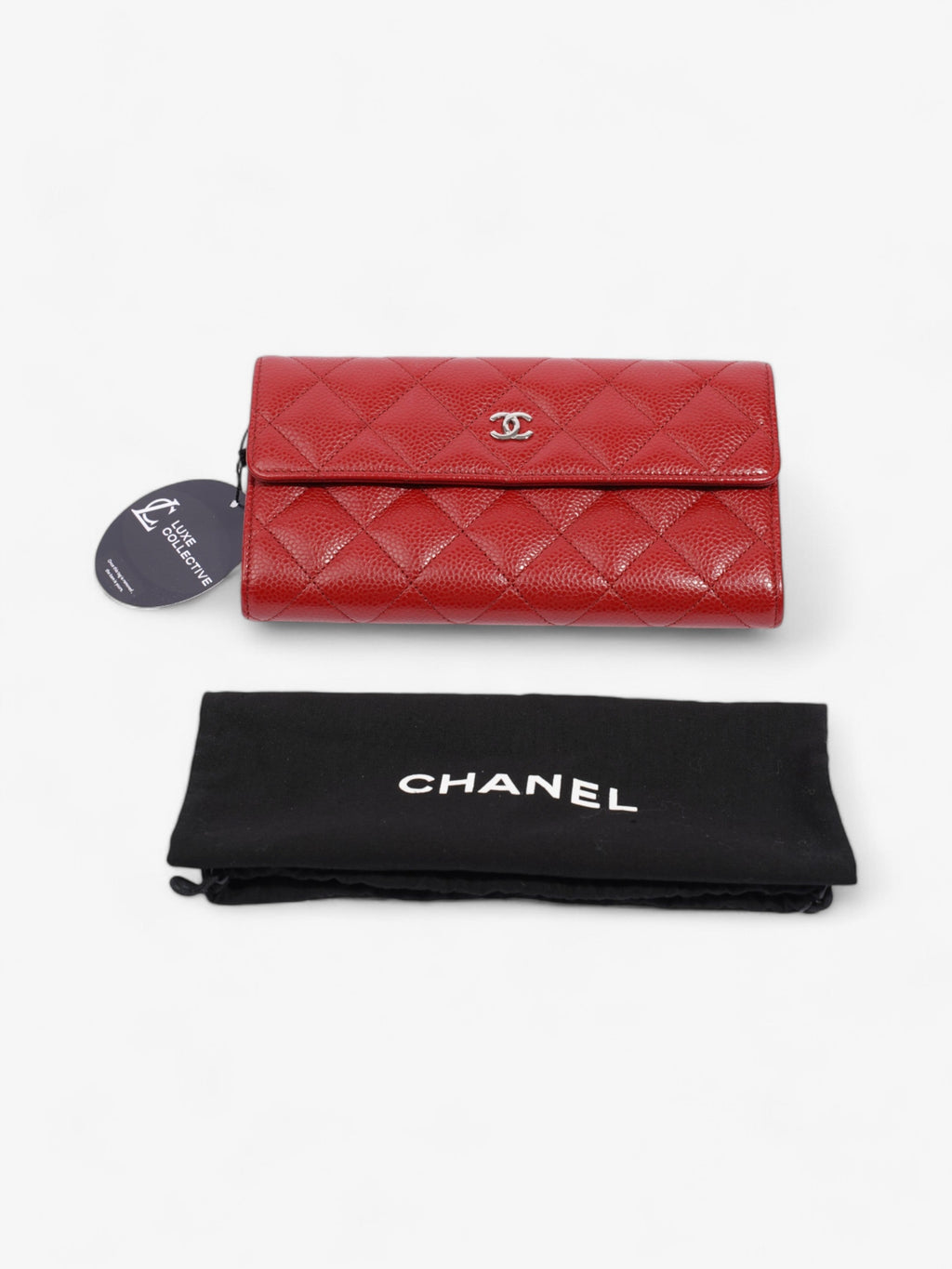 Chanel Interlocking CC Continental Wallet Red Caviar Leather