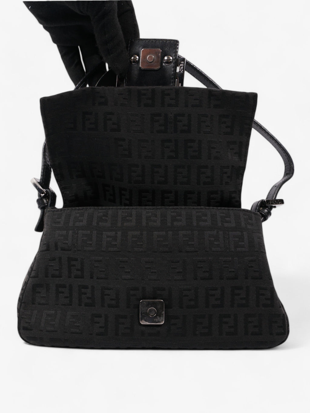Fendi Mamma Baguette Black Canvas Mini