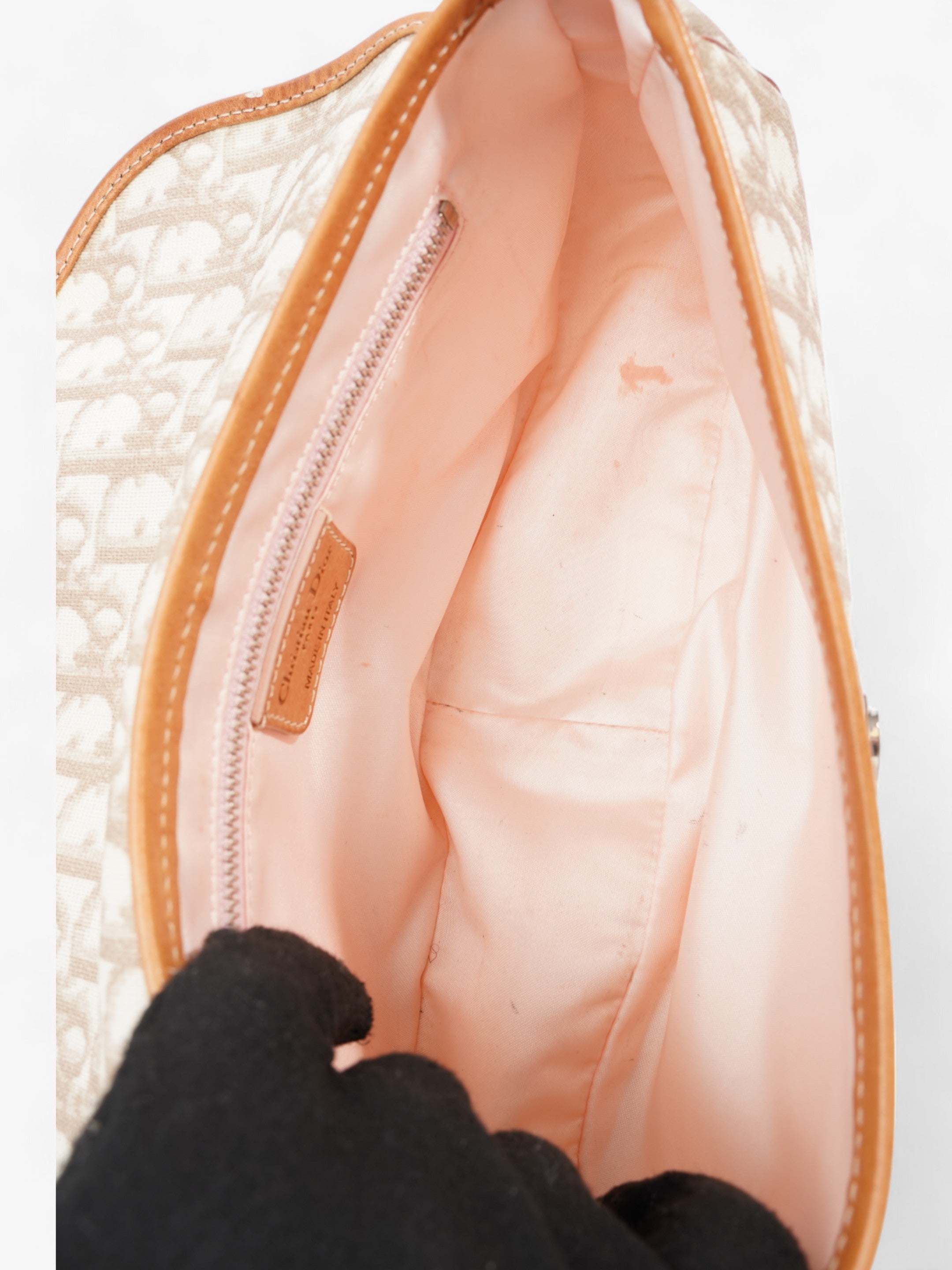 Christian Dior Romantic Shoulder Bag Beige / Pink Canvas