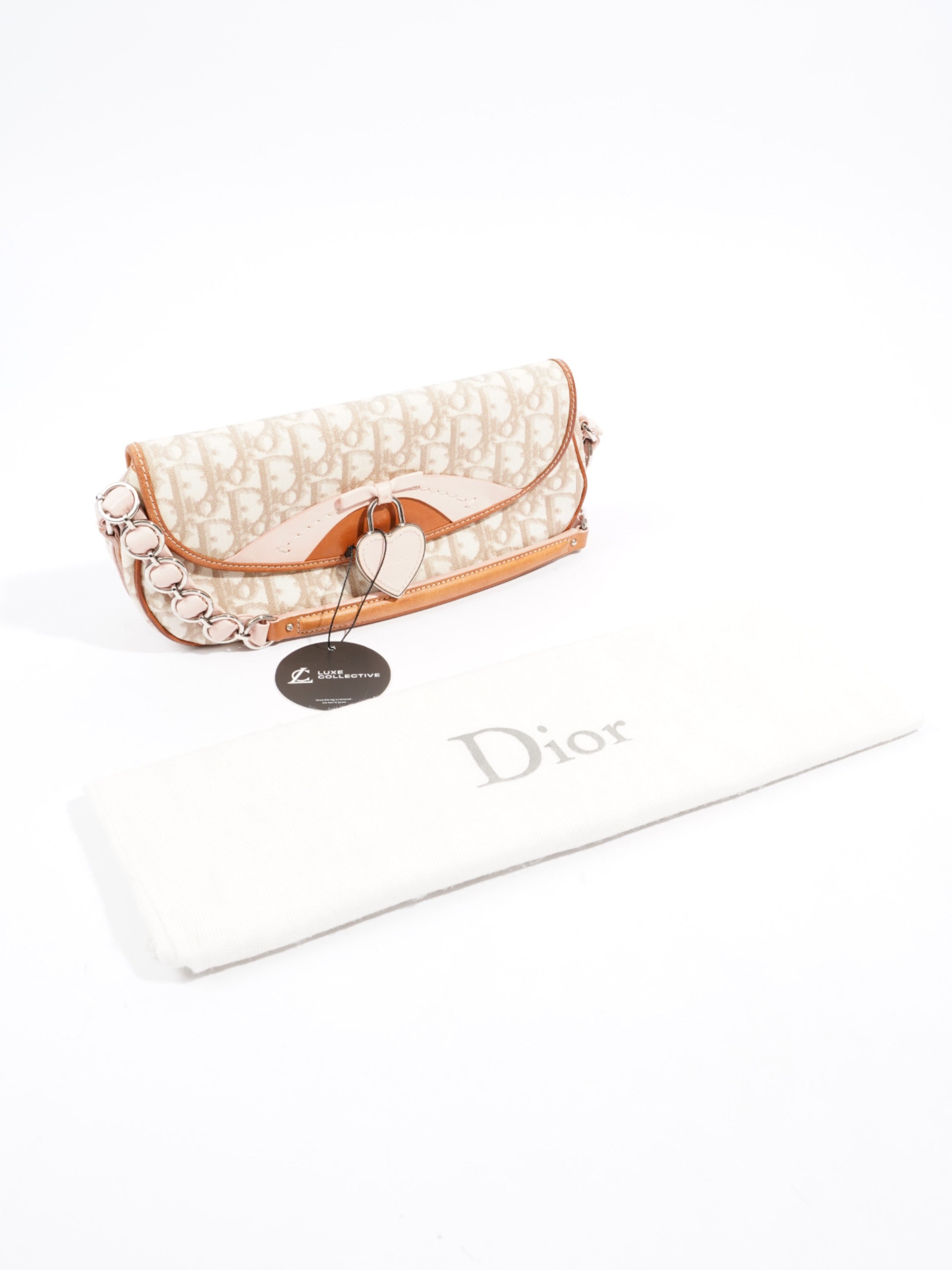 Christian Dior Romantic Shoulder Bag Beige / Pink Canvas