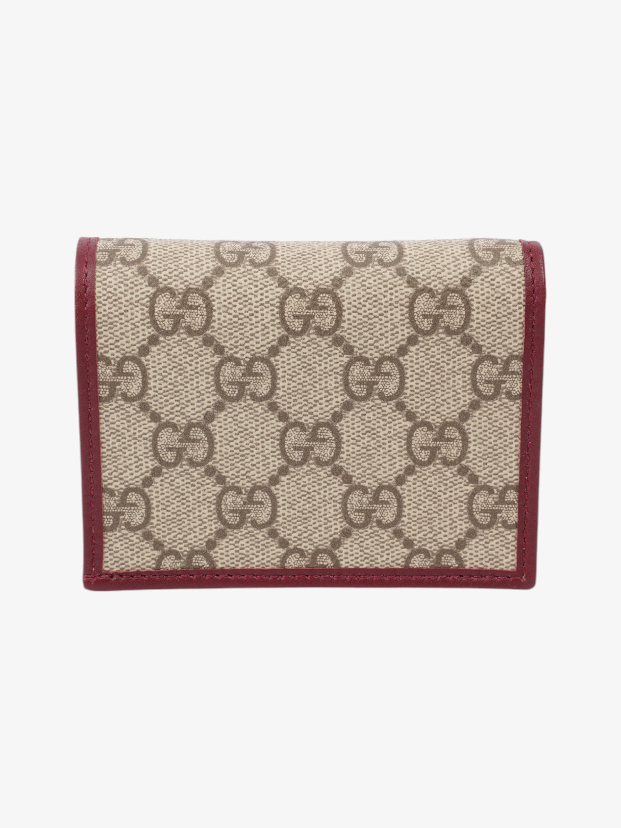 Gucci Horsebit 1955 Wallet GG Supreme / Maroon / Light Gold Canvas