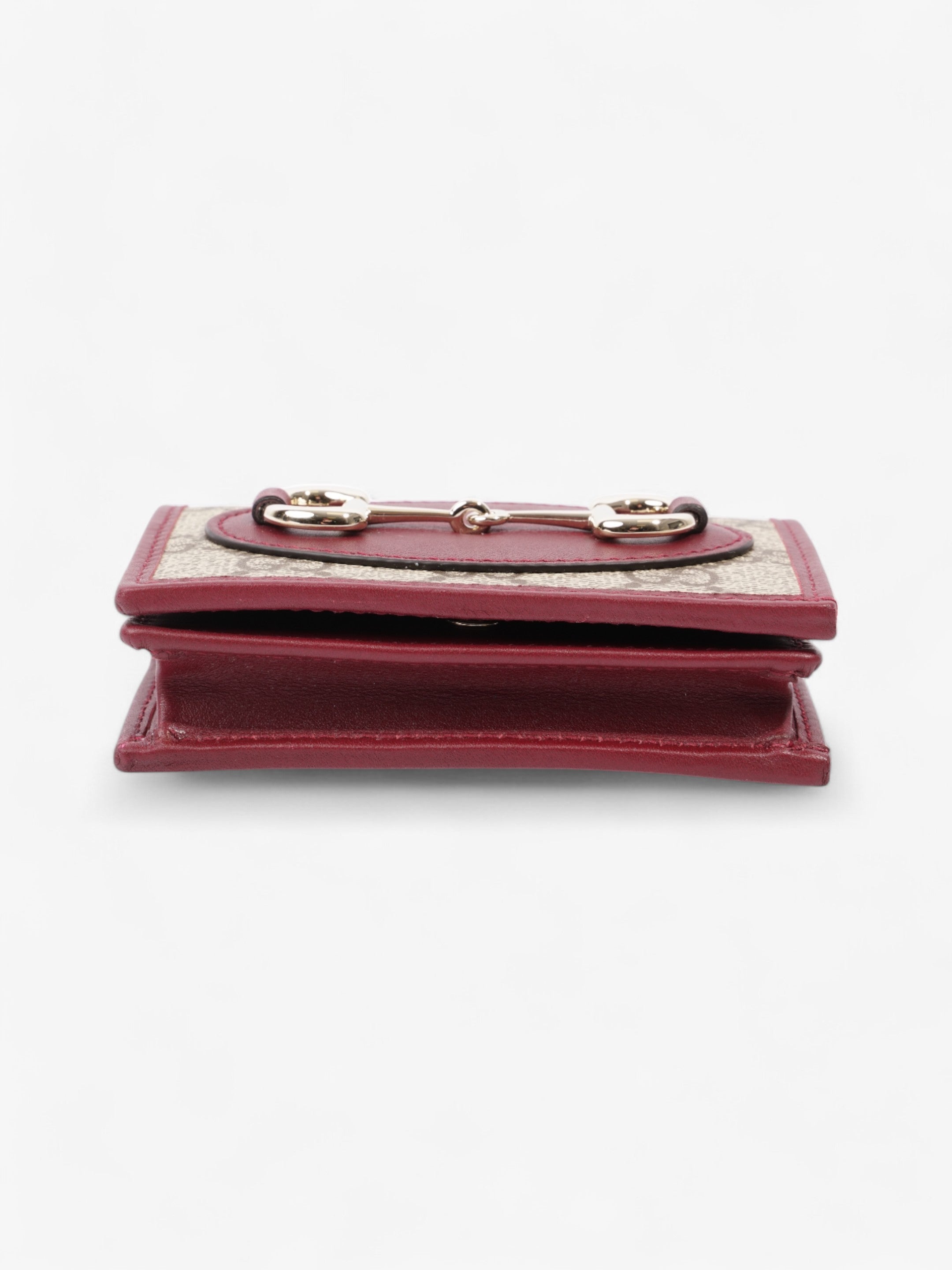 Gucci Horsebit 1955 Wallet GG Supreme / Maroon / Light Gold Canvas