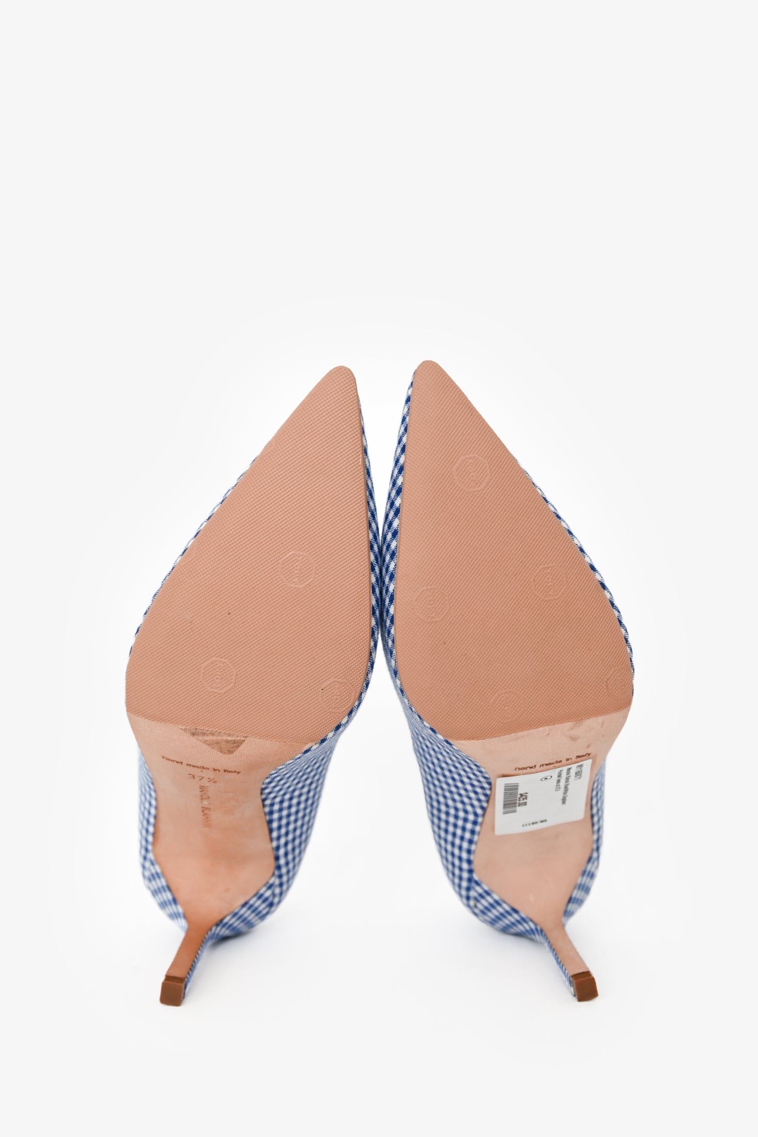Manolo Blahnik Blue/White Gingham Pointed Heels Size 37.5