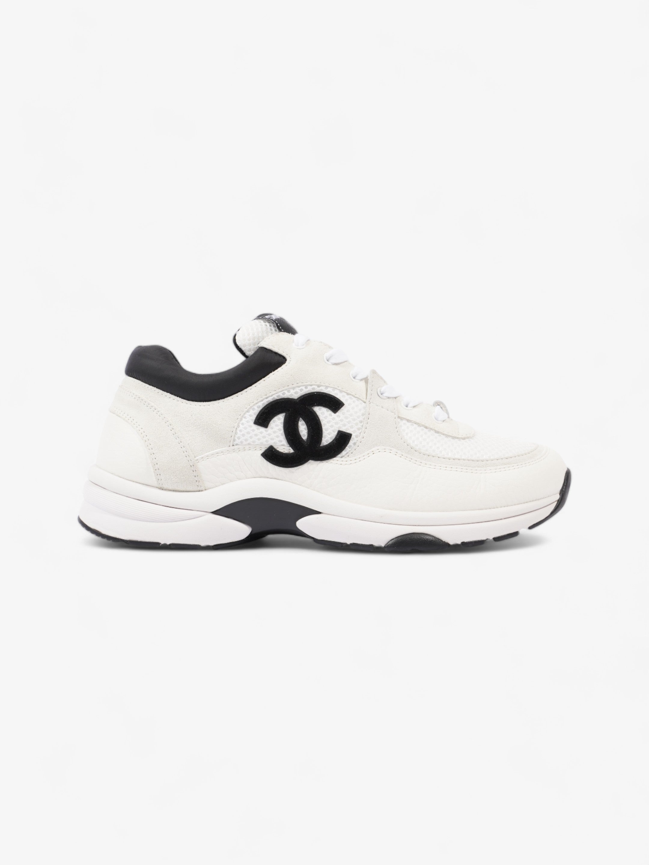 Chanel CC Logo Sneakers  White / Black Mesh EU 39.5 UK 6.5