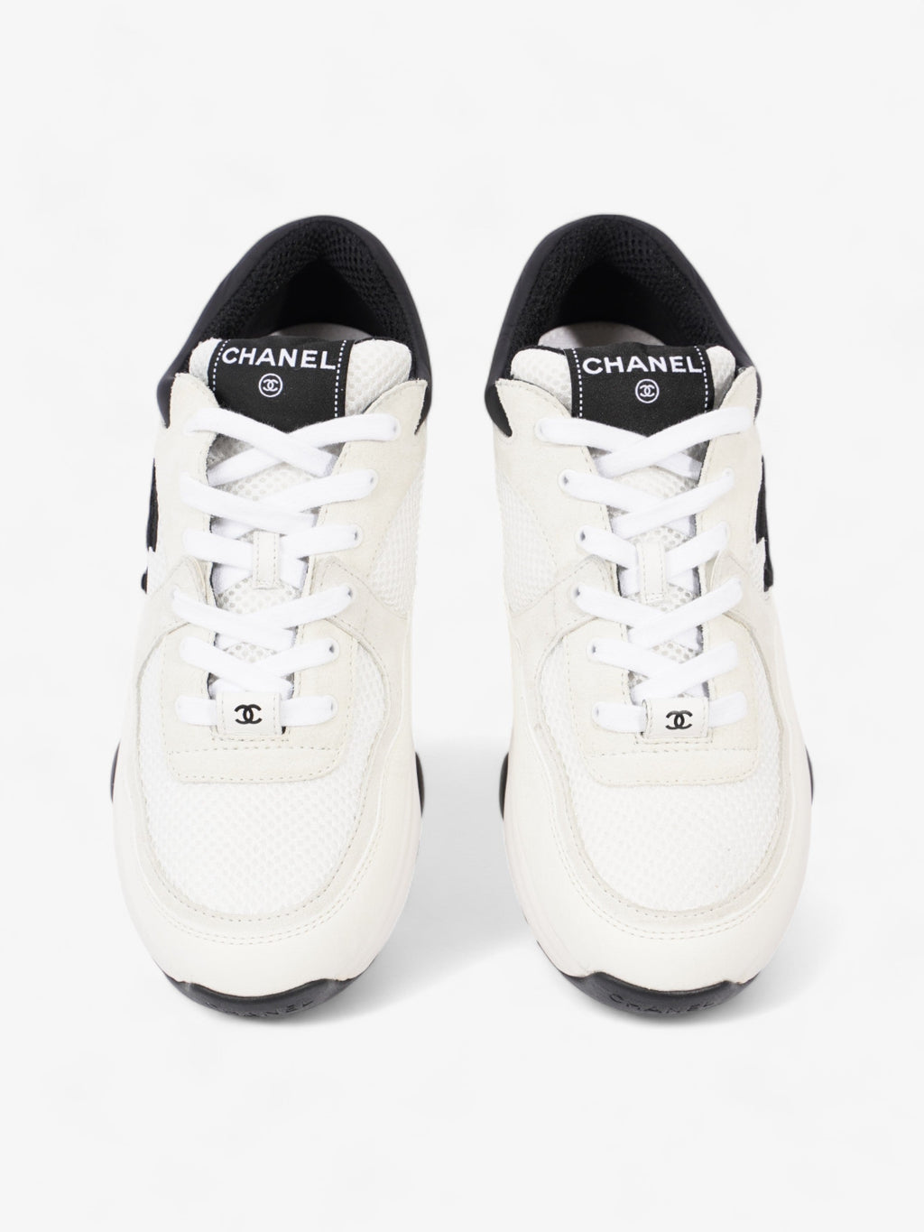 Chanel CC Logo Sneakers  White / Black Mesh EU 39.5 UK 6.5