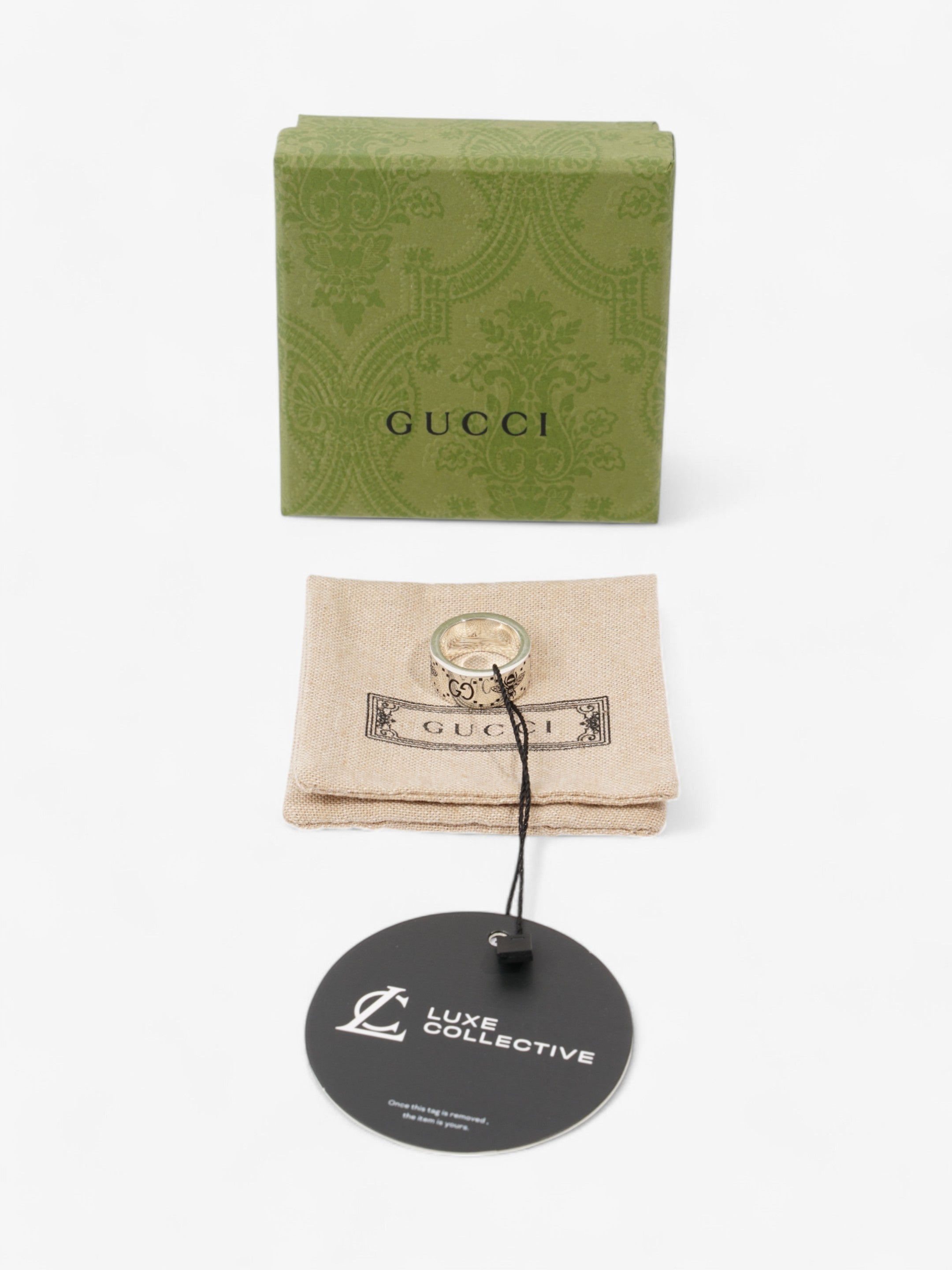 Gucci GG Signature Bee Ring Silver Silver Sterling 12 (52mm)
