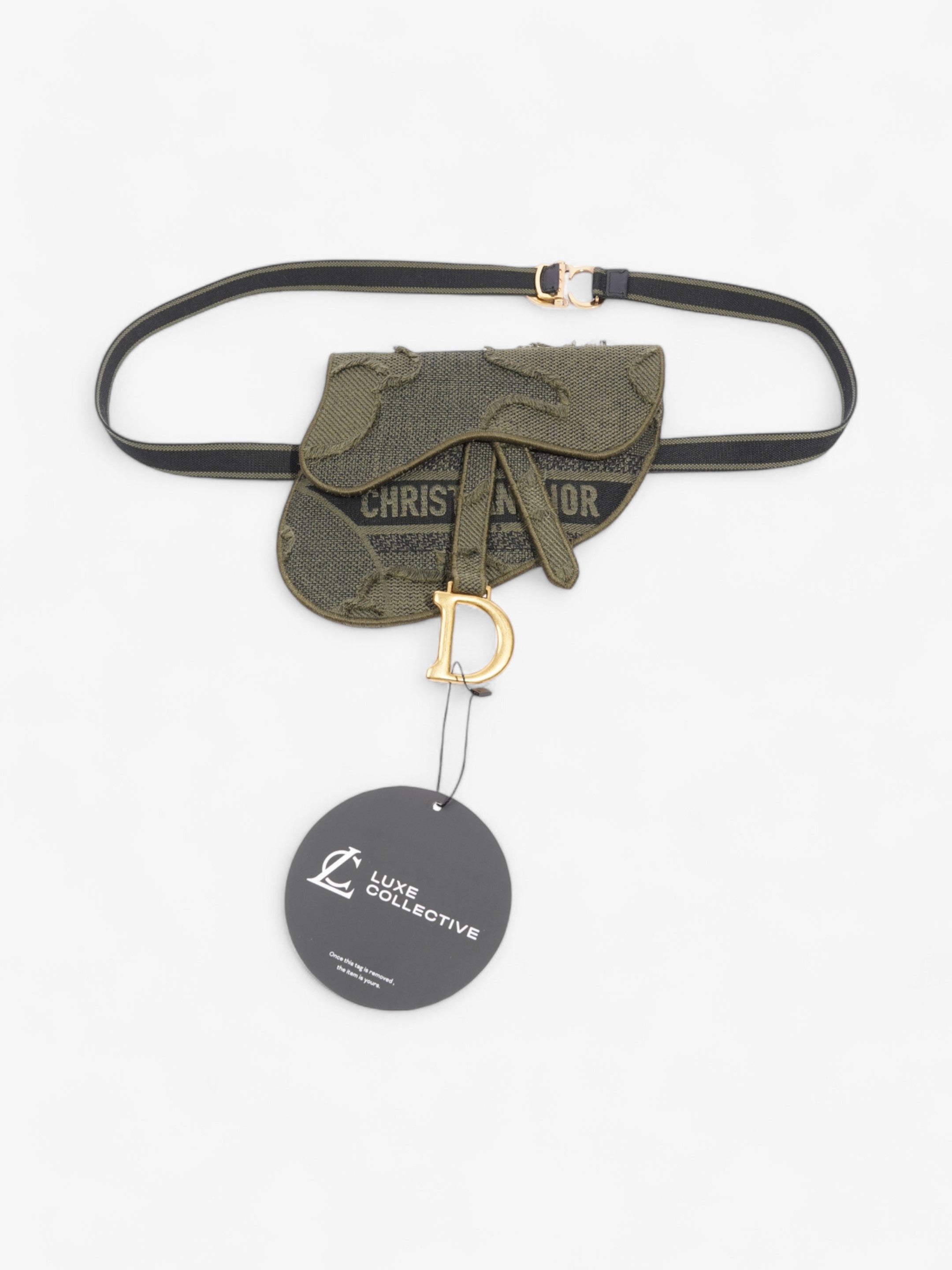 Christian Dior Saddle Belt Bag Green Camouflage Canvas