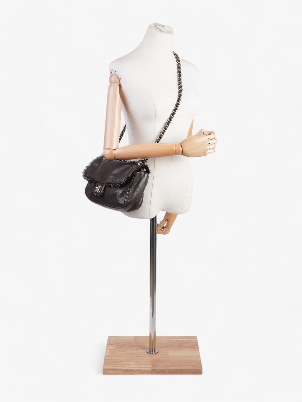 Chanel Funny Tweed Flap Bag Brown Lambskin Leather