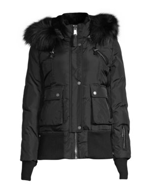 NICOLE BENISTI FORDHAM FOX & RABBIT FUR DOWN BOMBER JACKET