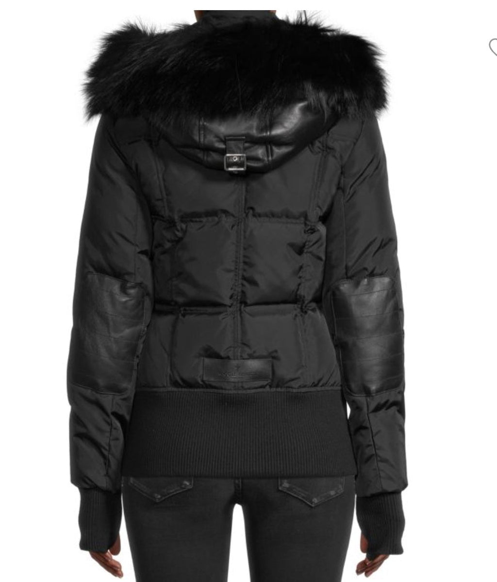 NICOLE BENISTI FORDHAM FOX & RABBIT FUR DOWN BOMBER JACKET