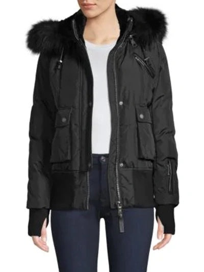 NICOLE BENISTI FORDHAM FOX & RABBIT FUR DOWN BOMBER JACKET