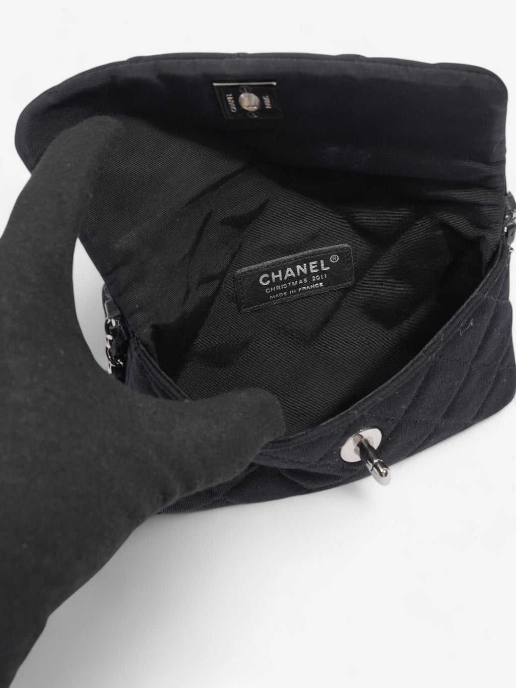 Chanel CC Flap Bag Black Cotton Mini