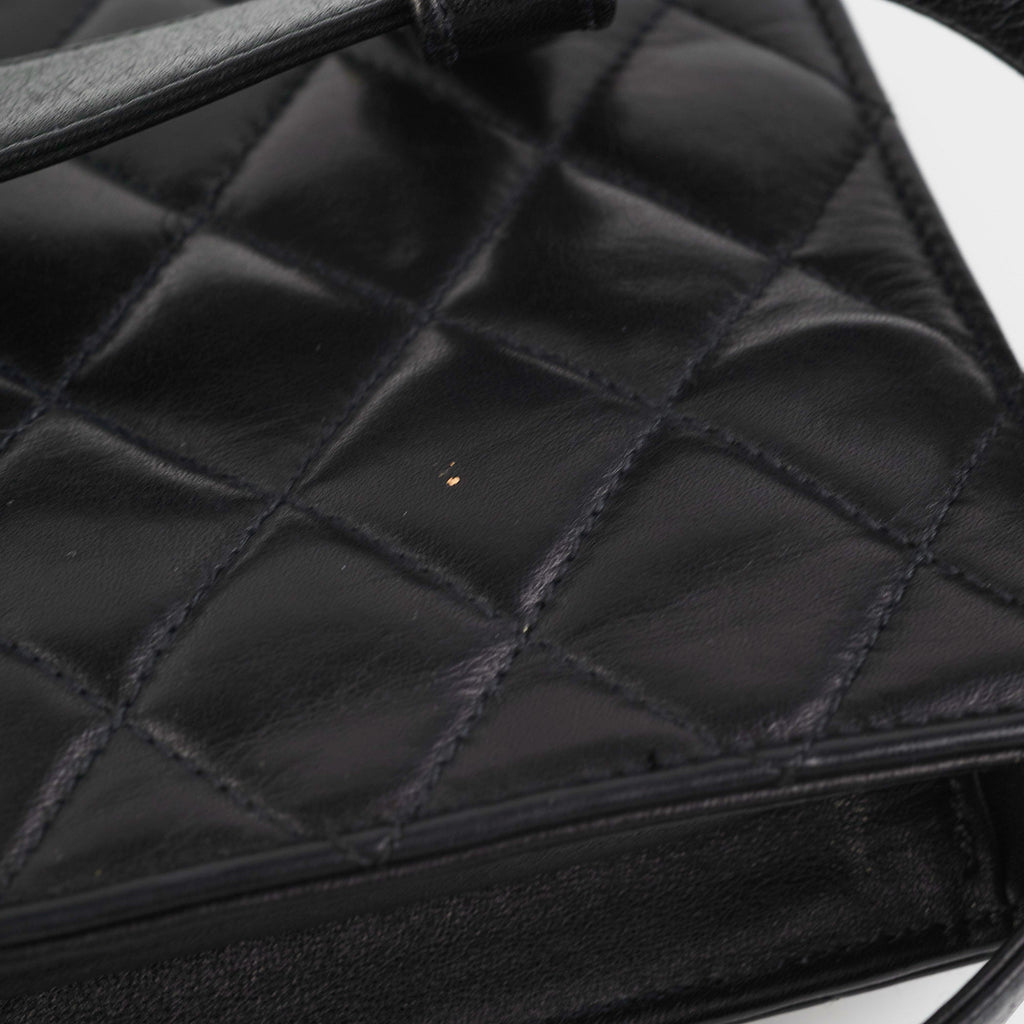 Chanel Vintage Square Mini Black Lambskin Belt Bag Size 70