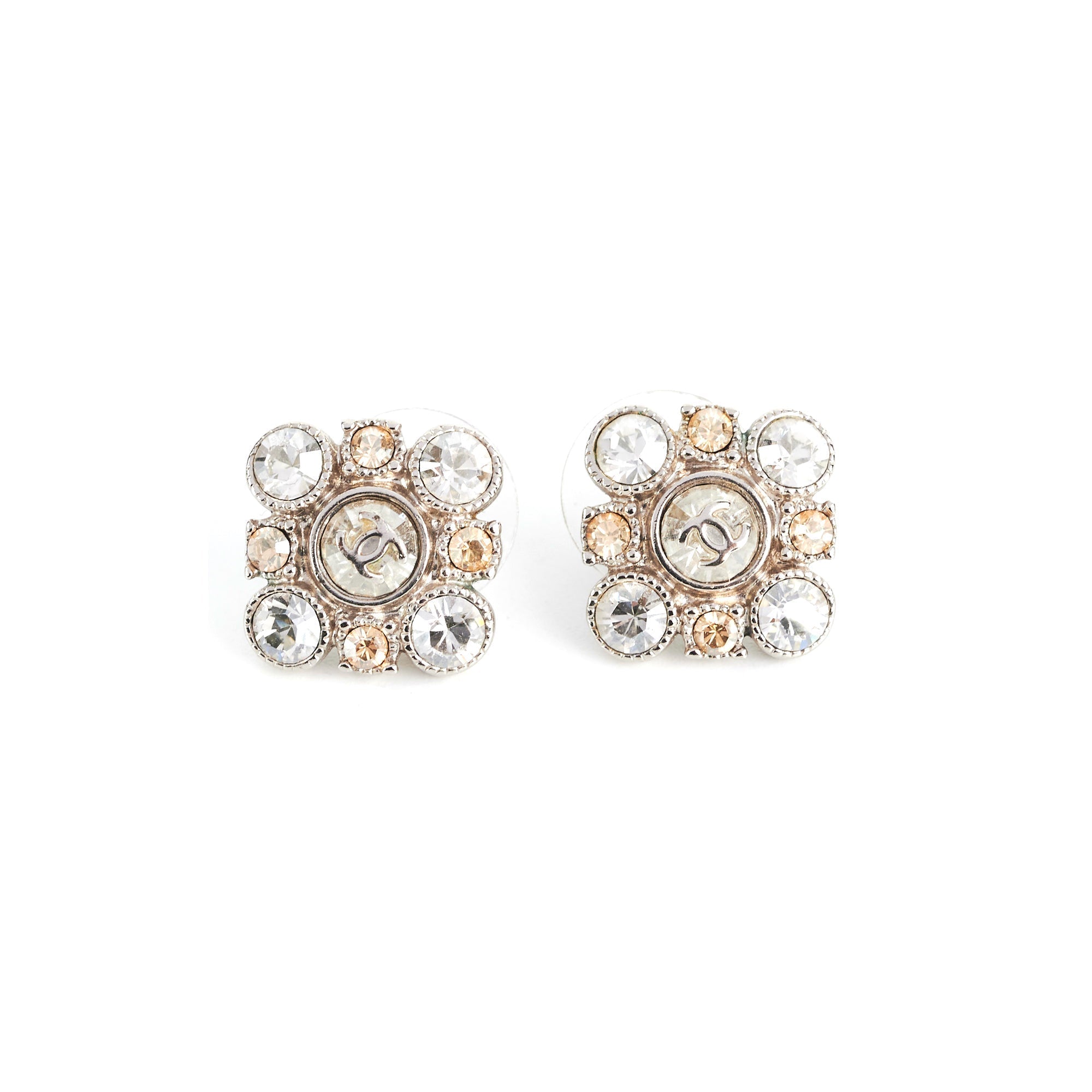 Chanel Rhinestone Logo Earrings Costume Jewellery