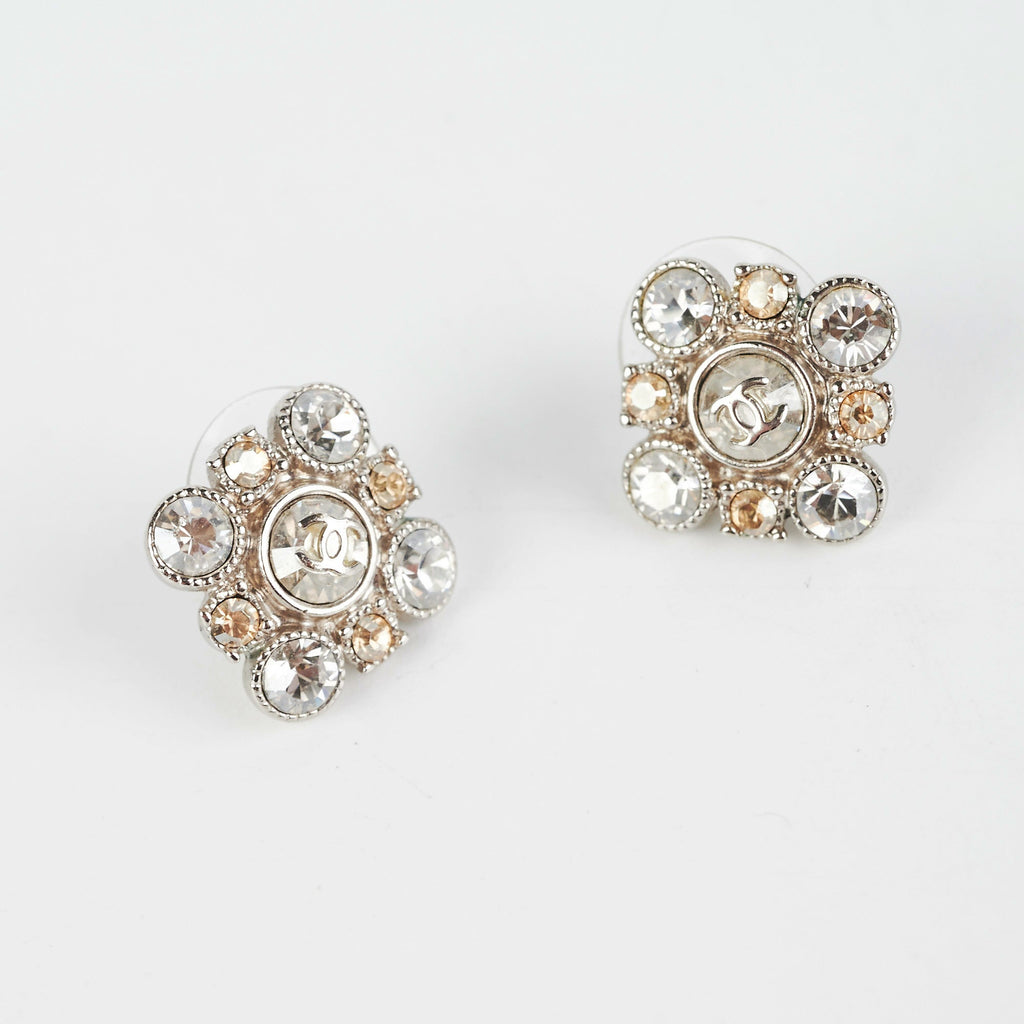 Chanel Rhinestone Logo Earrings Costume Jewellery