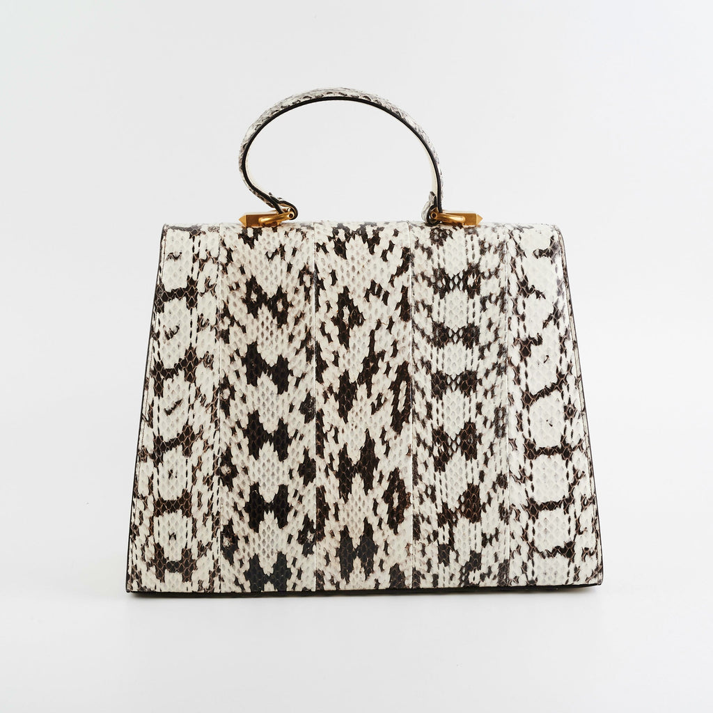 Gucci Snakeskin Embroidered Medium Osiride Top Handle White