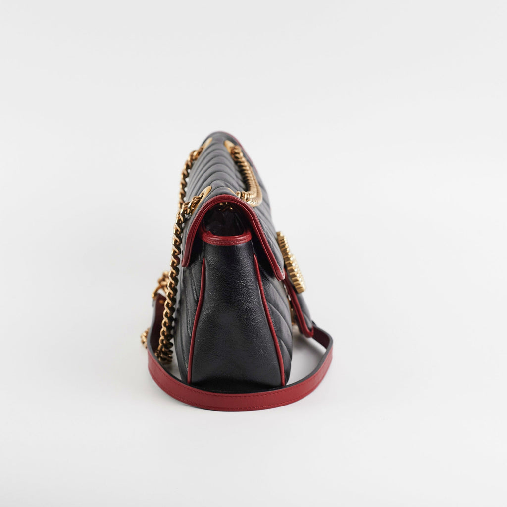 Gucci Small Marmont Red/Black Shoulder Bag