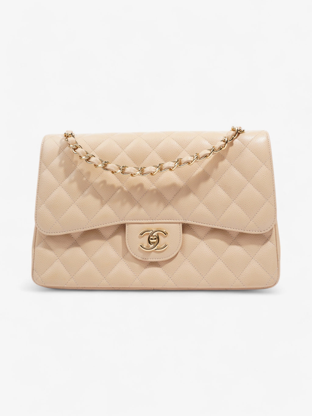 Chanel Classic Double Flap Nude Caviar Leather Jumbo