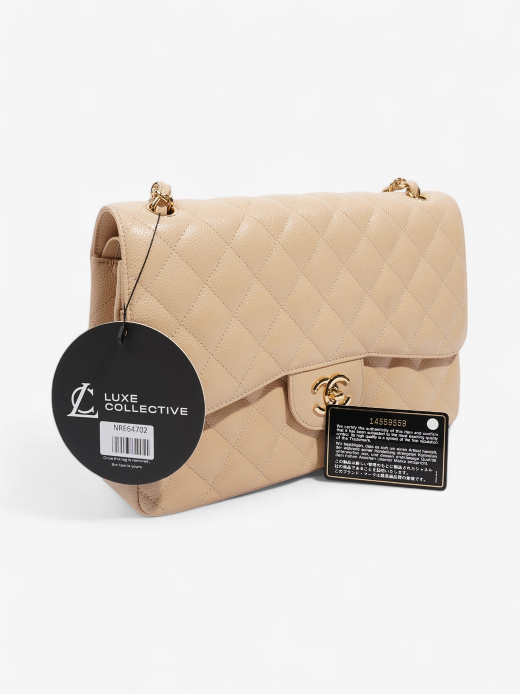 Chanel Classic Double Flap Nude Caviar Leather Jumbo