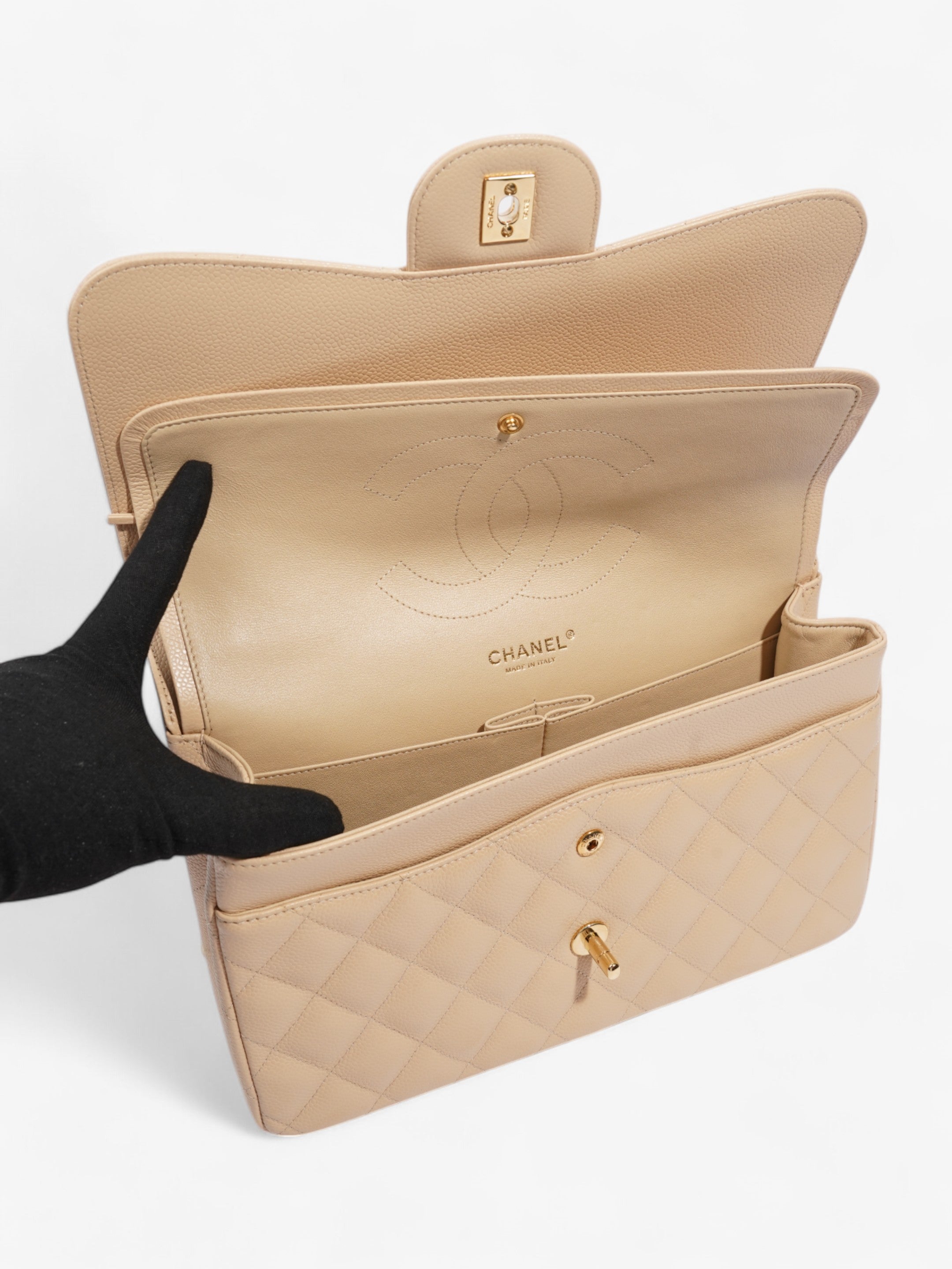 Chanel Classic Double Flap Nude Caviar Leather Jumbo