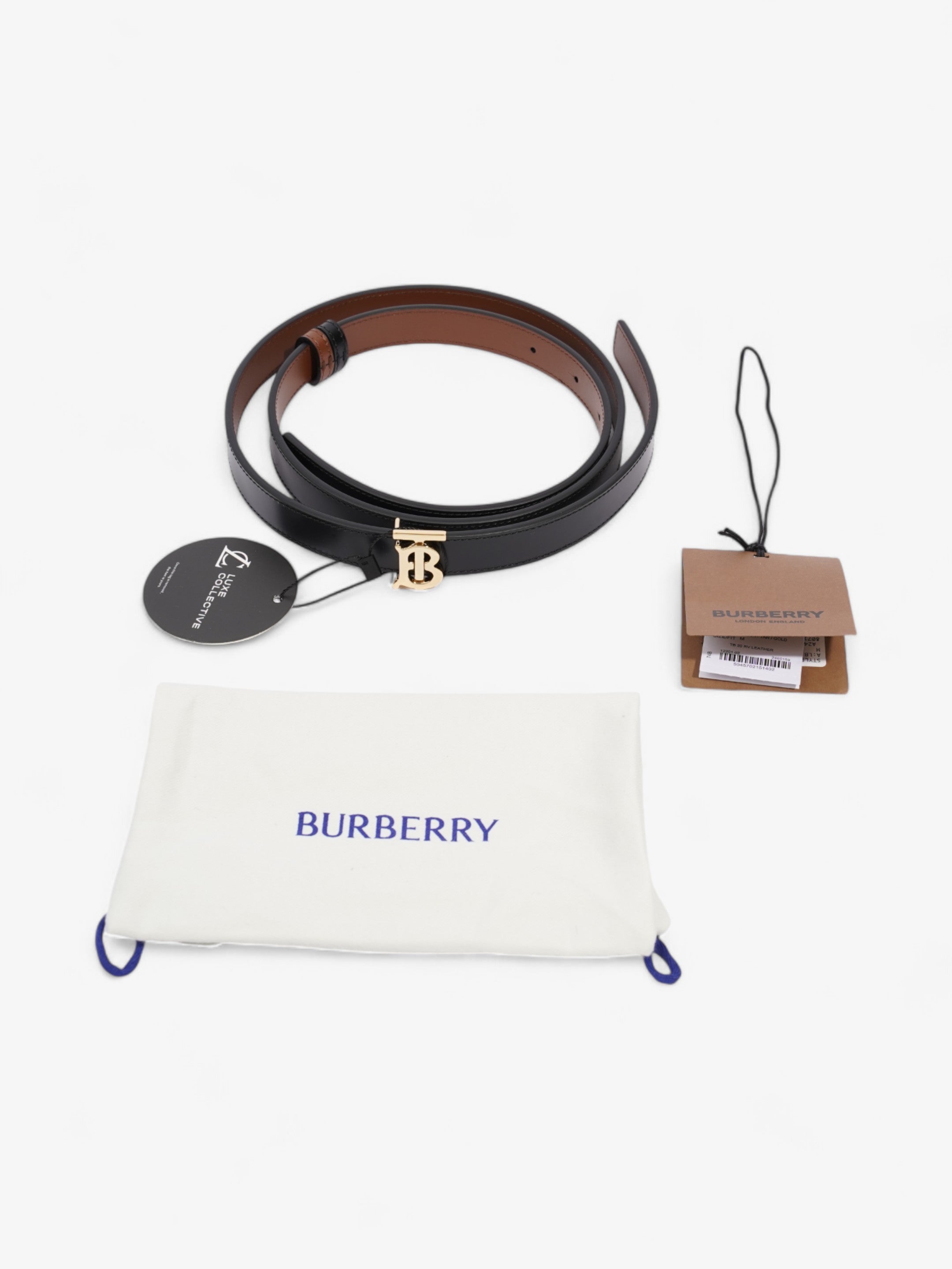 Burberry TB Reversible Belt Black / Brown Leather Medium - 123cm
