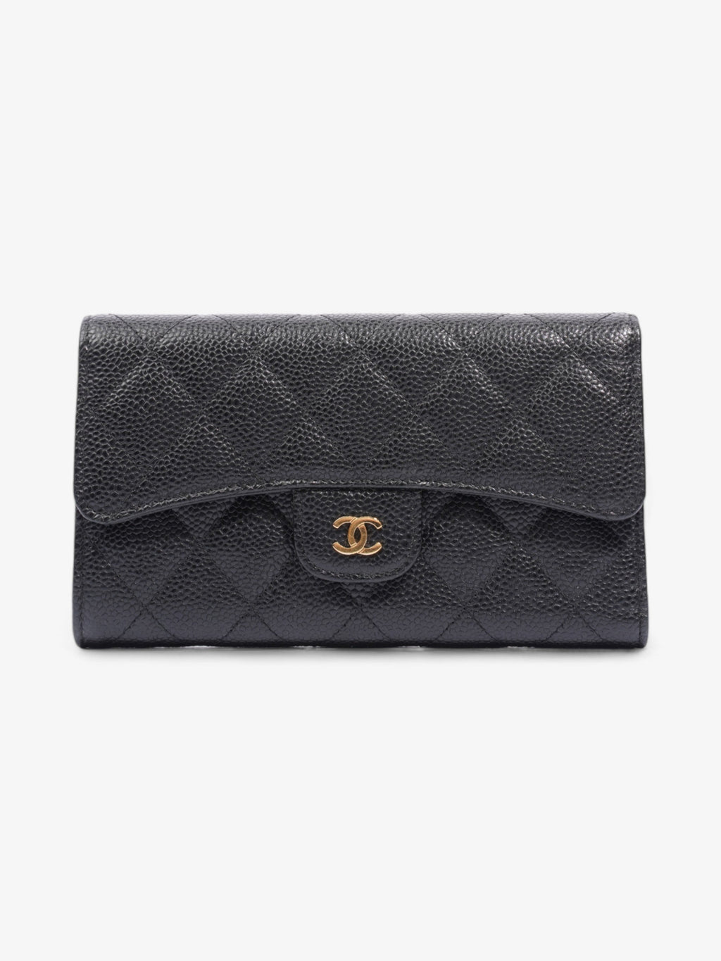 Chanel CC Flap Continental Wallet Black / Gold Caviar Leather