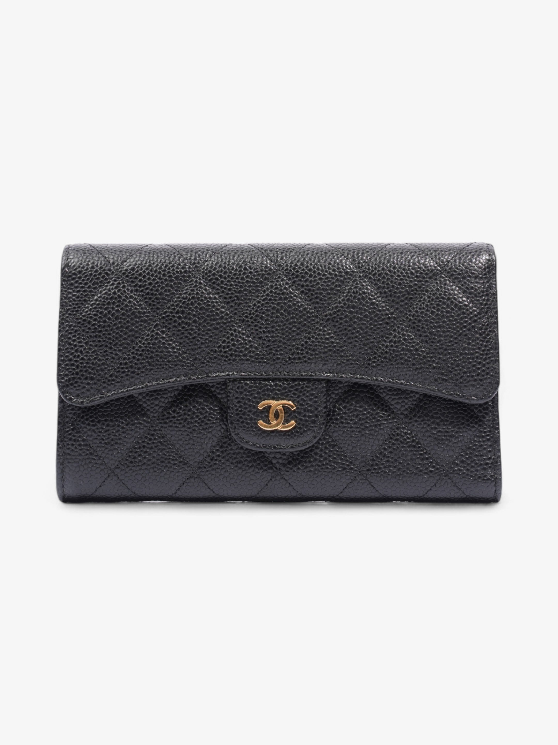 Chanel CC Flap Continental Wallet Black / Gold Caviar Leather