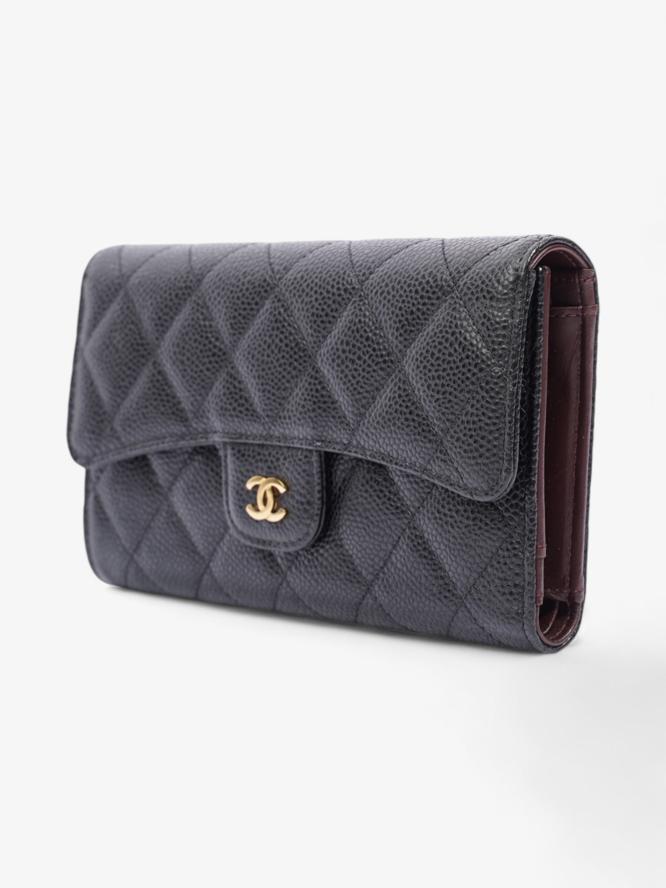 Chanel CC Flap Continental Wallet Black / Gold Caviar Leather