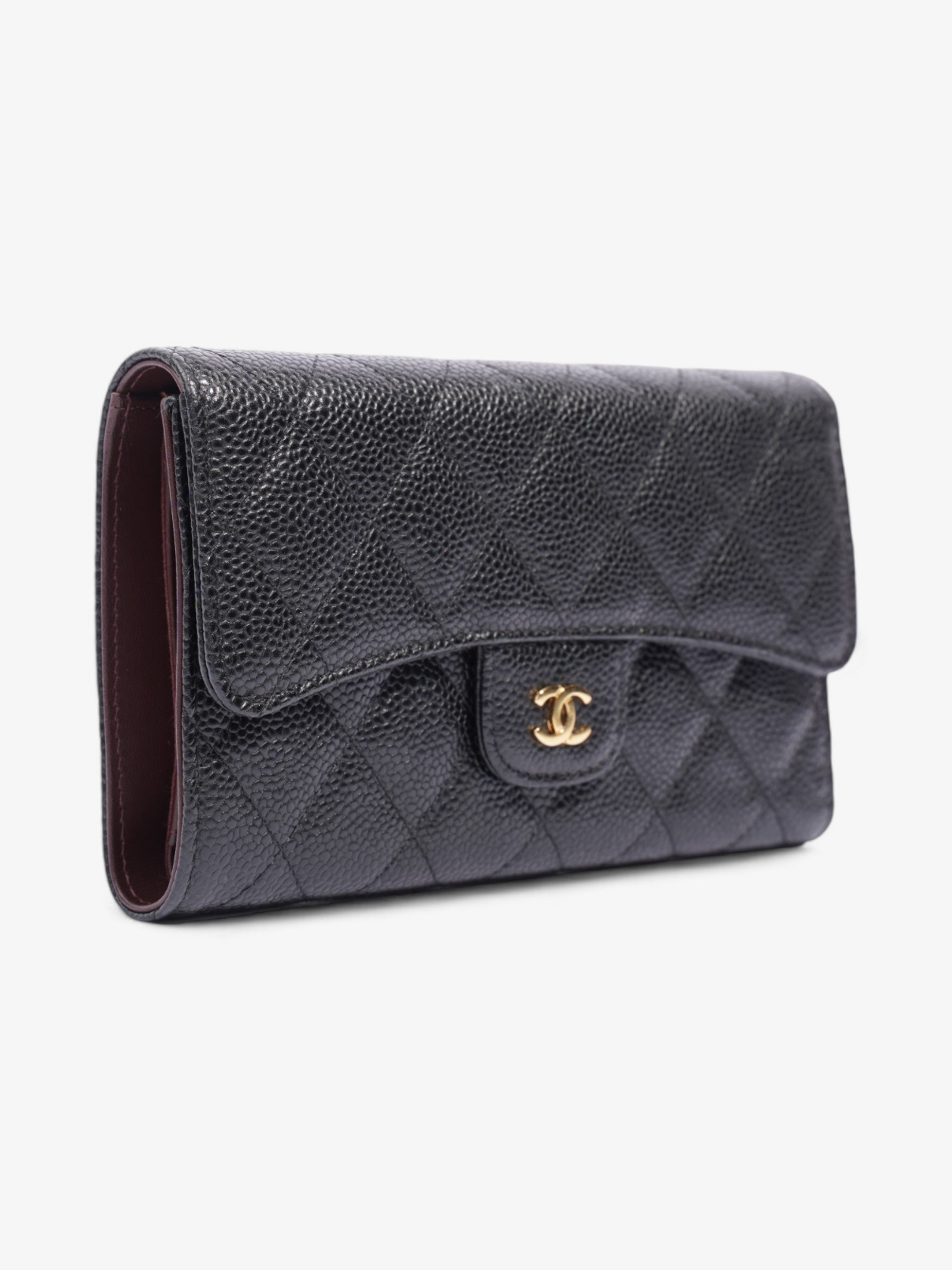 Chanel CC Flap Continental Wallet Black / Gold Caviar Leather