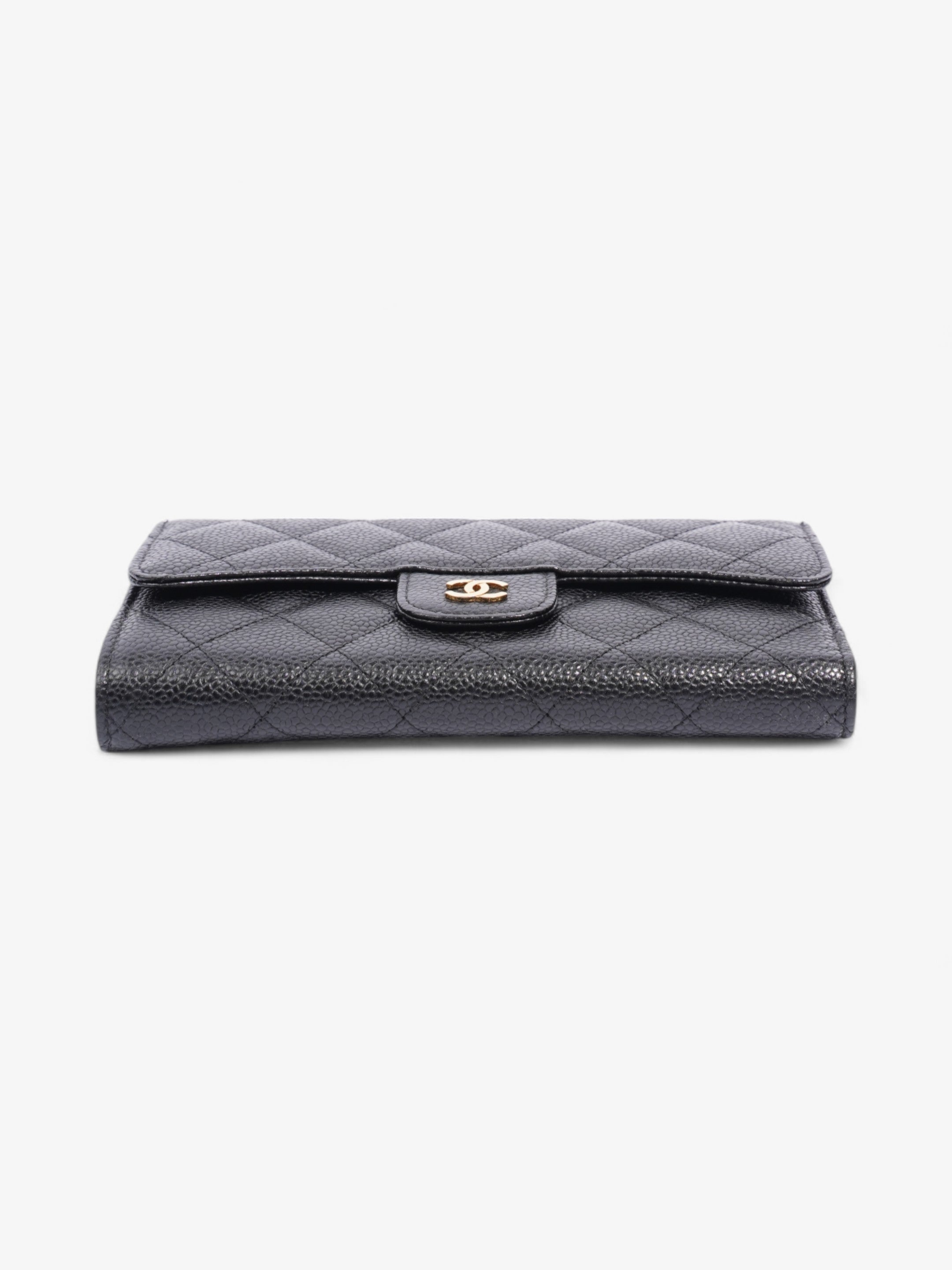 Chanel CC Flap Continental Wallet Black / Gold Caviar Leather