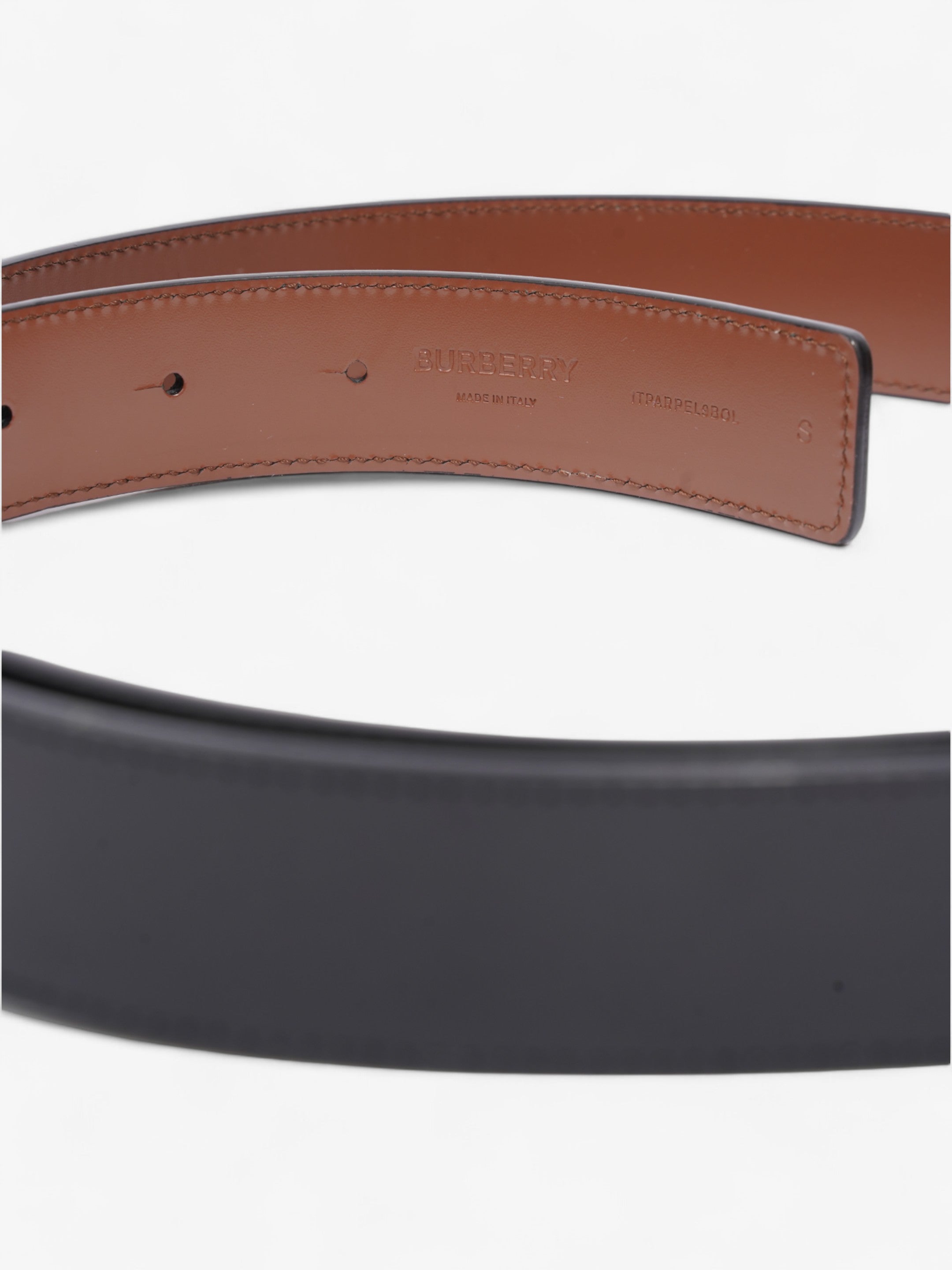 Burberry TB Reversible Belt Black / Silver / Brown Leather Small - 107cm