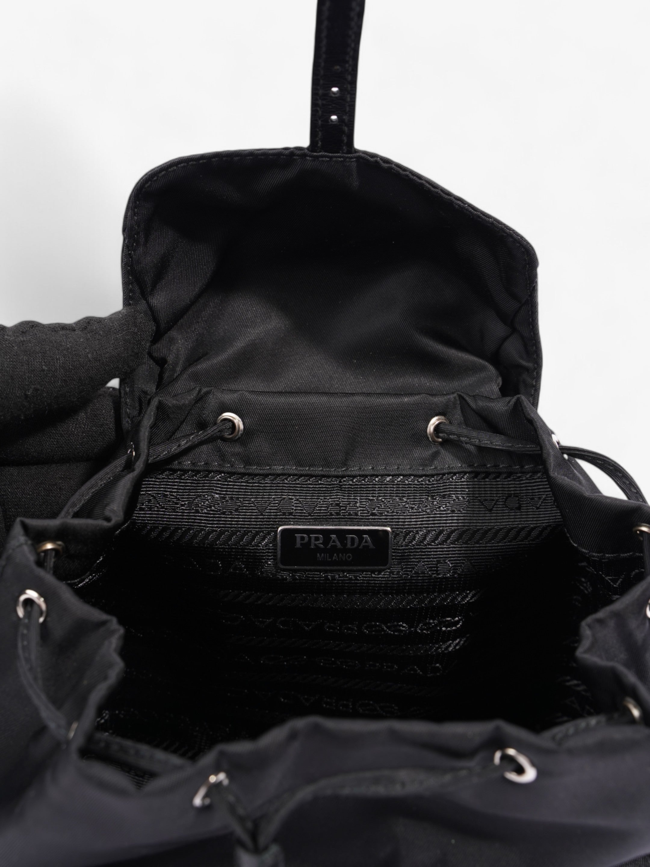 Prada Vela Backpack Black Nylon Mini
