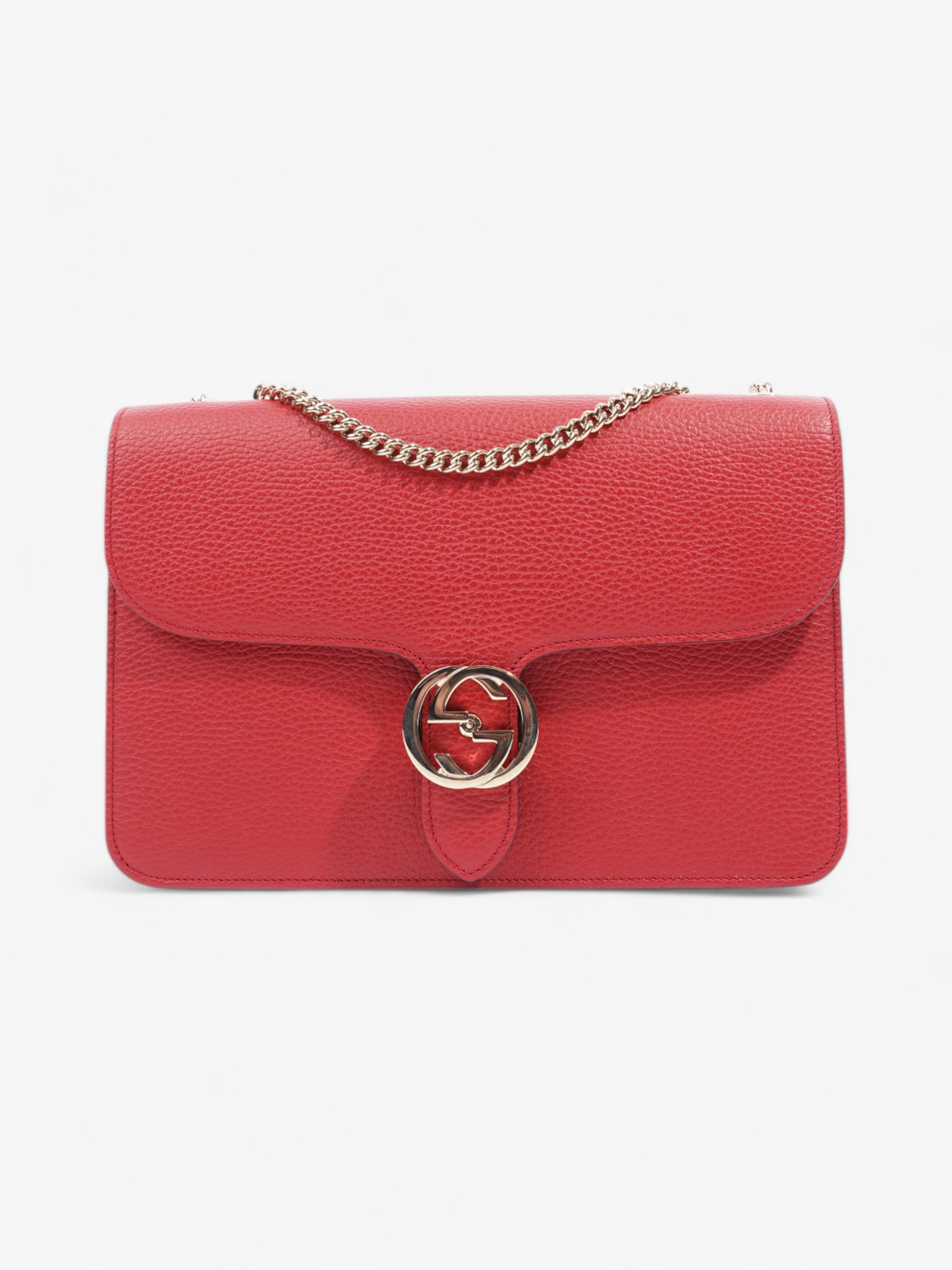 Gucci Dollar Interlocking G Red Calfskin Leather Medium
