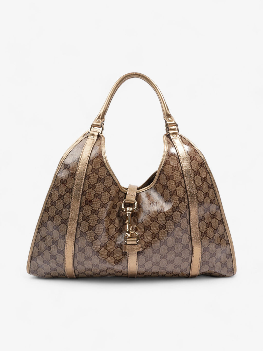 Gucci Crystal Jackie  Gold GG Supreme Patent Leather