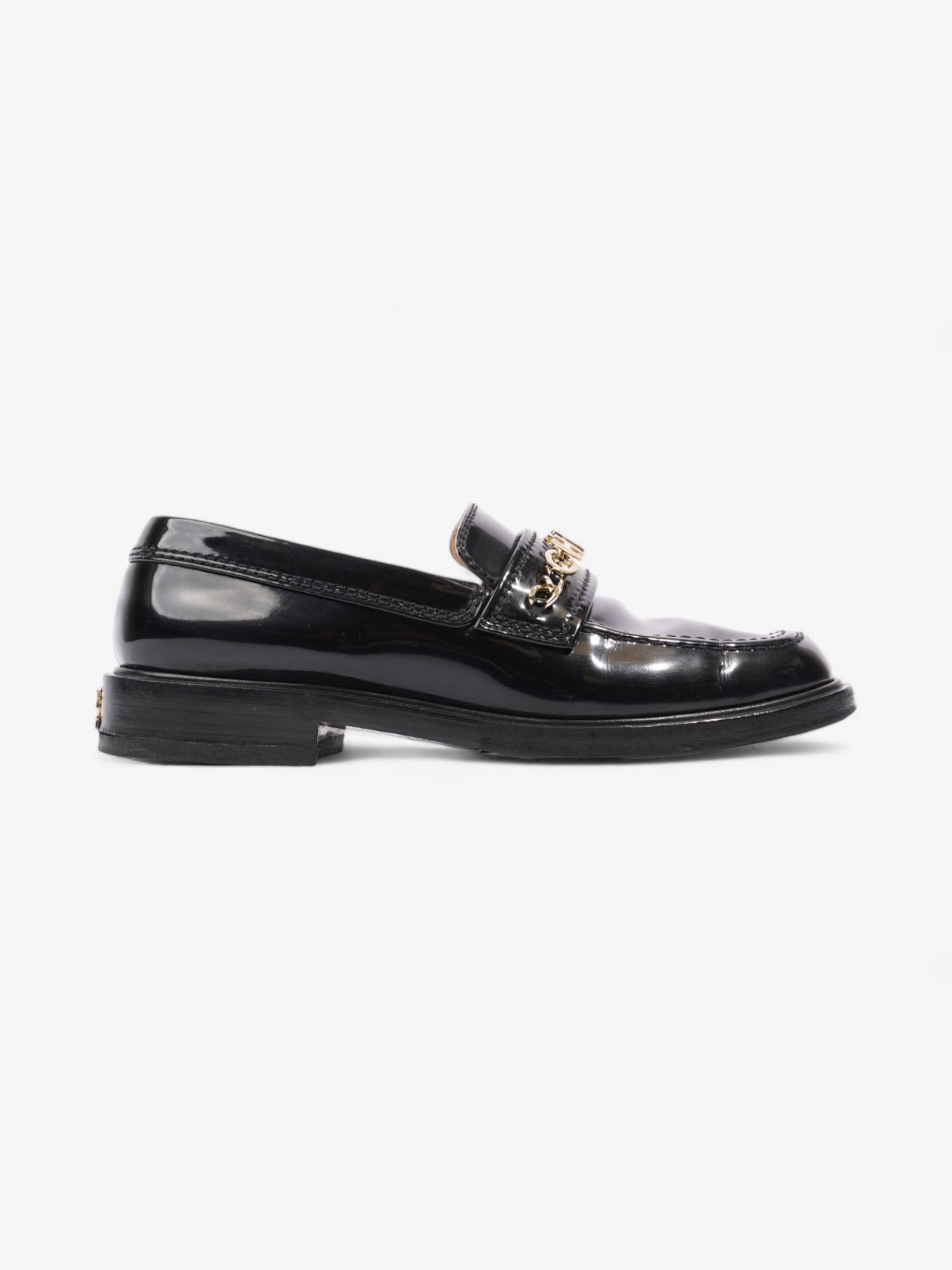 Chanel Chain Logo Loafers Black / Gold Leather EU 37 UK 4