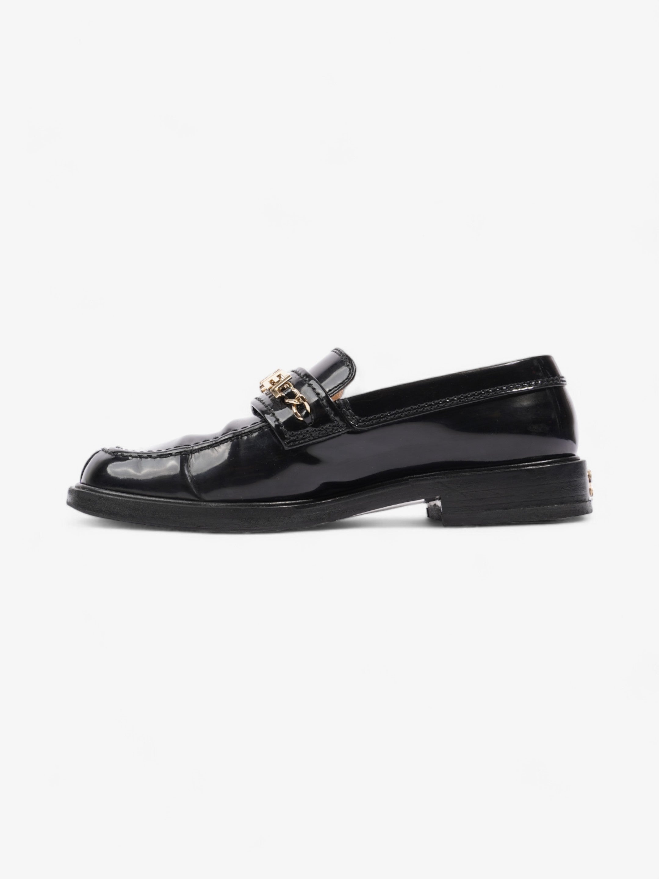 Chanel Chain Logo Loafers Black / Gold Leather EU 37 UK 4