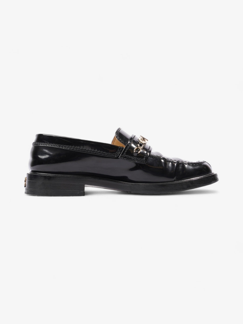 Chanel Chain Logo Loafers Black / Gold Leather EU 37 UK 4