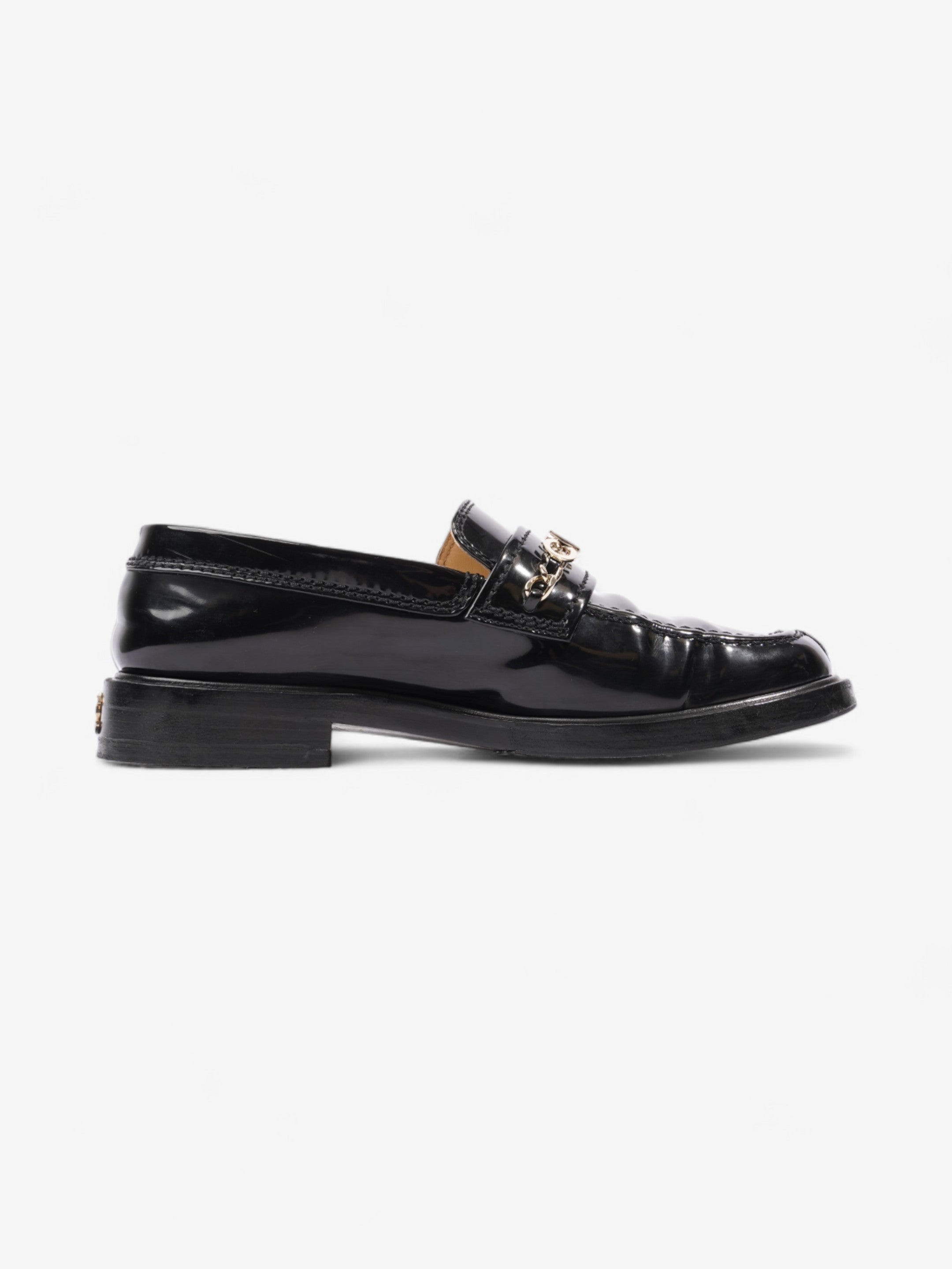 Chanel Chain Logo Loafers Black / Gold Leather EU 37 UK 4