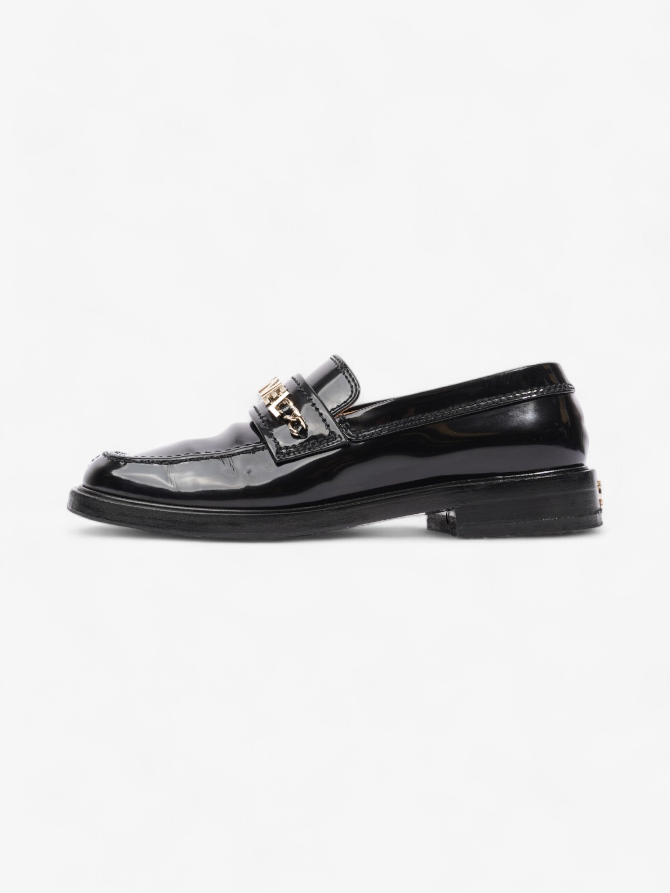Chanel Chain Logo Loafers Black / Gold Leather EU 37 UK 4