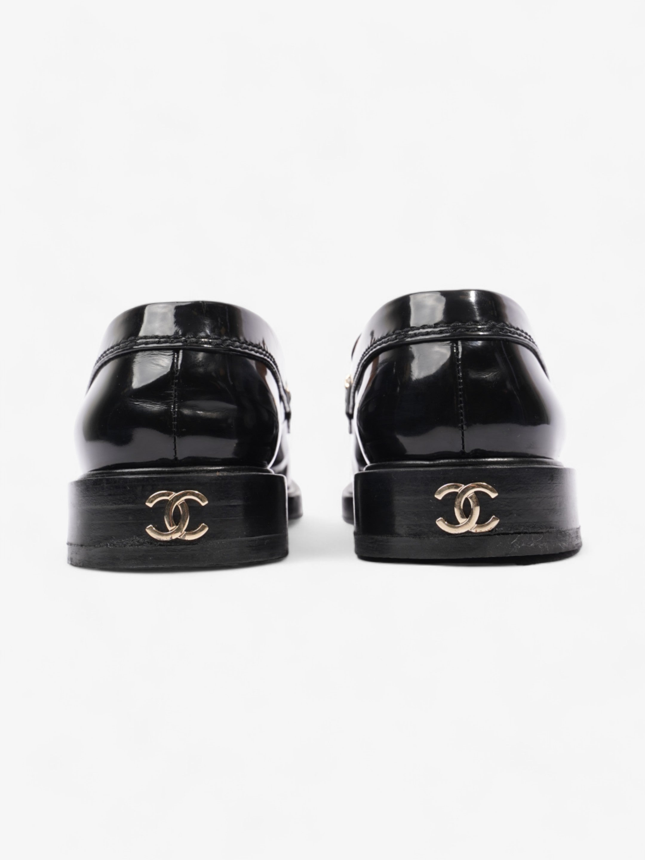 Chanel Chain Logo Loafers Black / Gold Leather EU 37 UK 4