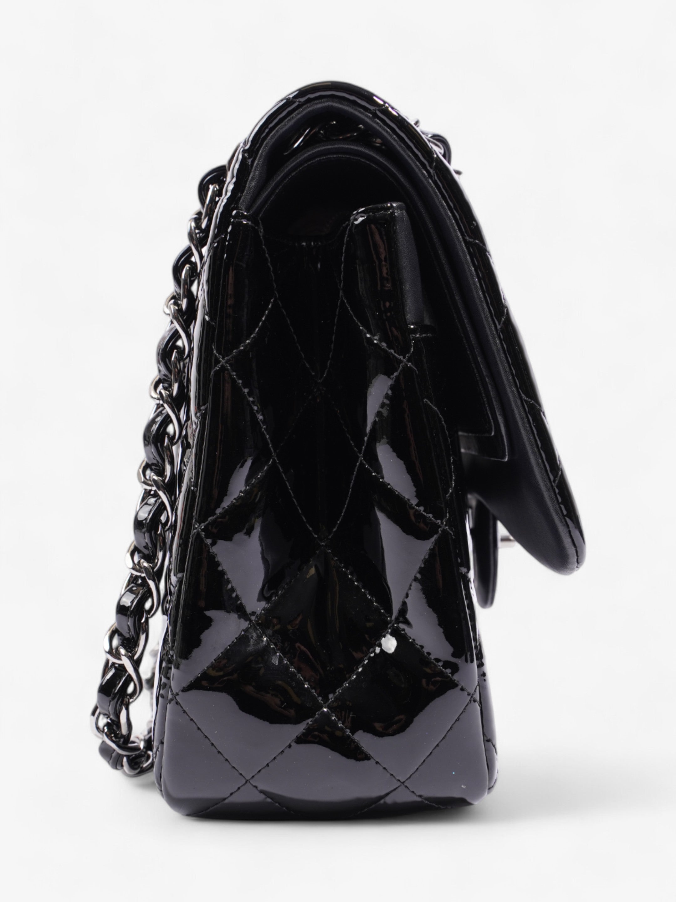 Chanel Classic Double Flap Black Patent Leather Jumbo