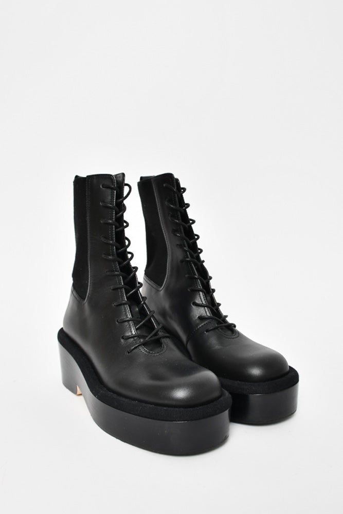 Nicholas Kirkwood Black Leather Platform Combat Boots Size 35