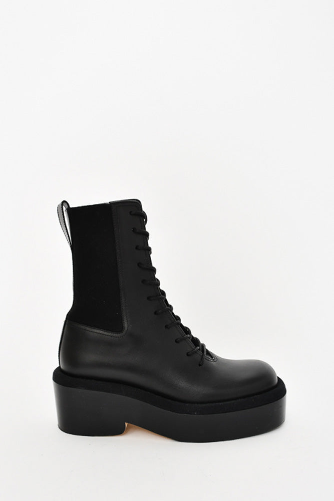 Nicholas Kirkwood Black Leather Platform Combat Boots Size 35
