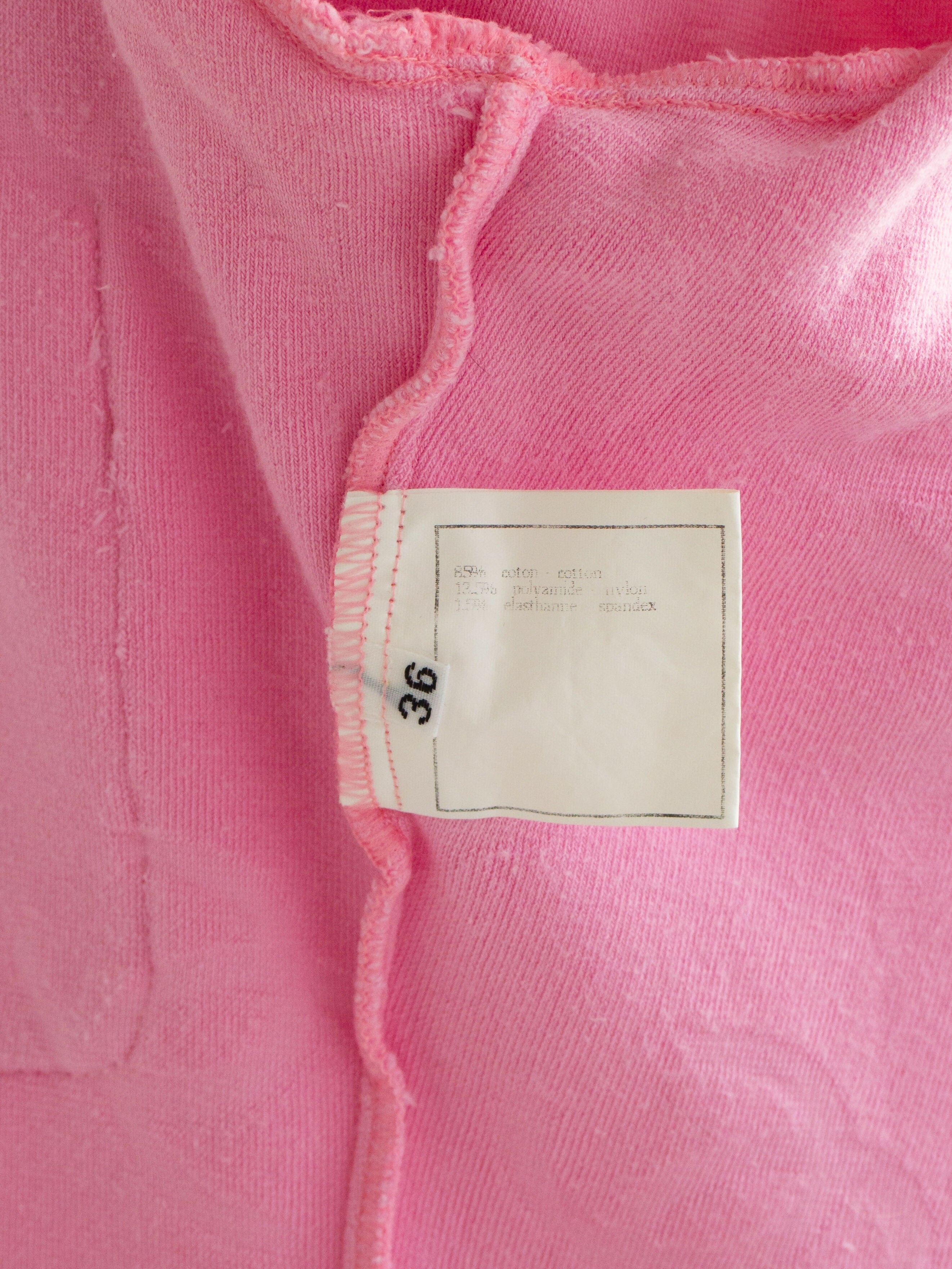 Iconic Chanel Vintage S/S 1996 Pink Velour CC Logo Button 96P Top