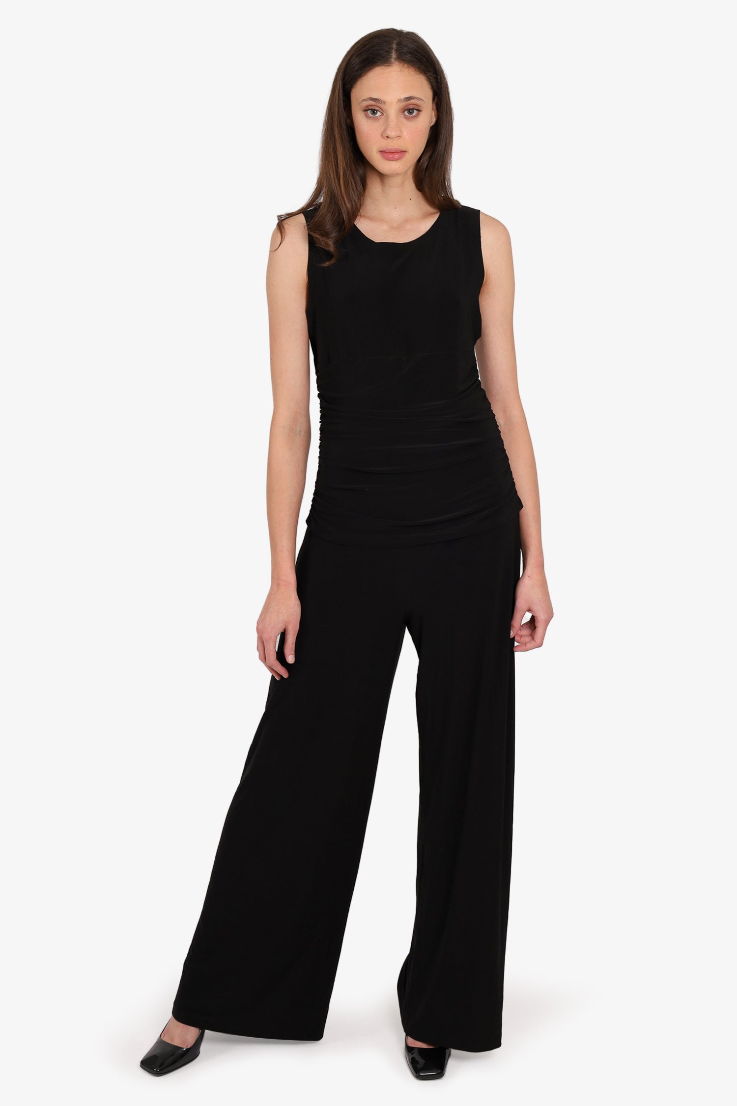 Norma Kamali Black Ruched Sleeveless Jumpsuit Size L
