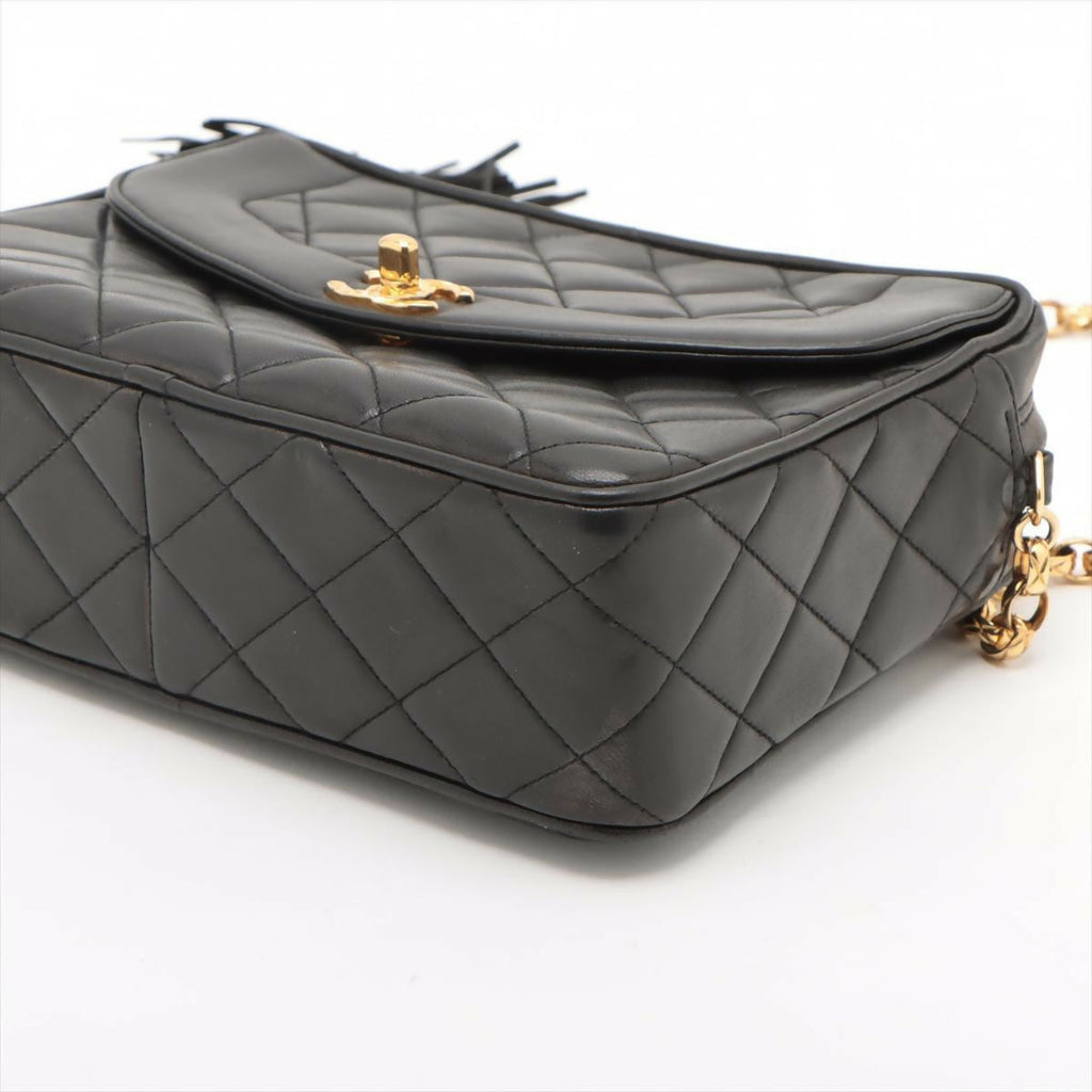 Chanel Vintage Black Mini Lambskin Tassel Bag with Gold Hardware