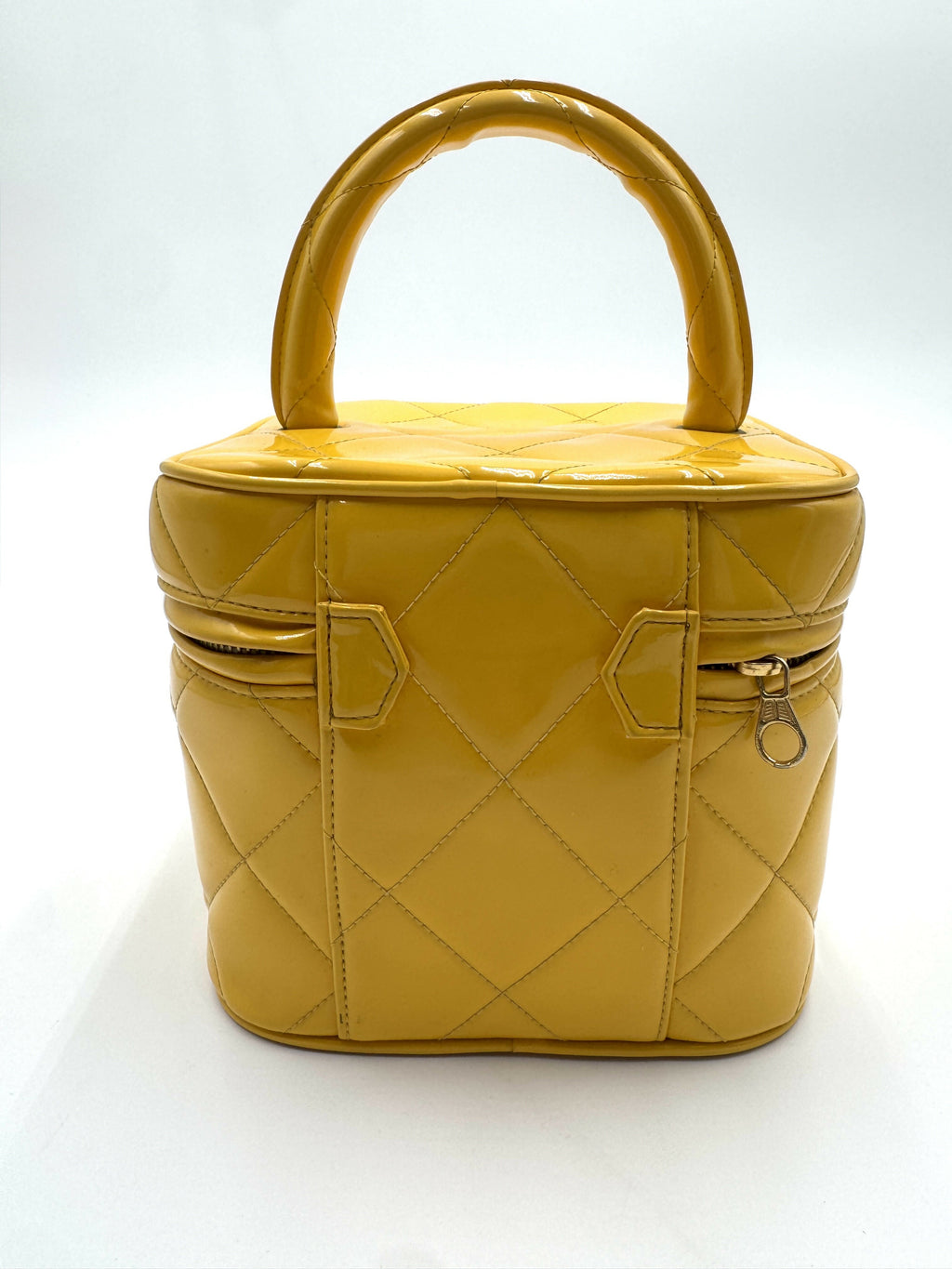 Chanel 1995 Vintage Barbie Yellow Heart-Mirror Vanity Case Bag