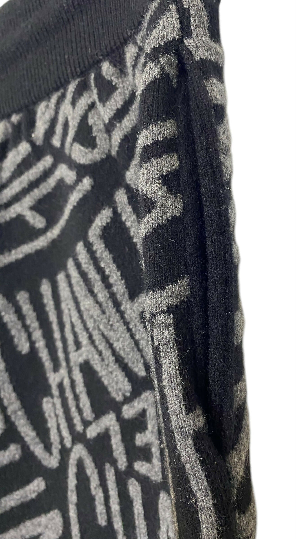 NWT Chanel Logo 21N Coco Neige Black Grey Cashmere Bottoms Lounge Pants FR 38