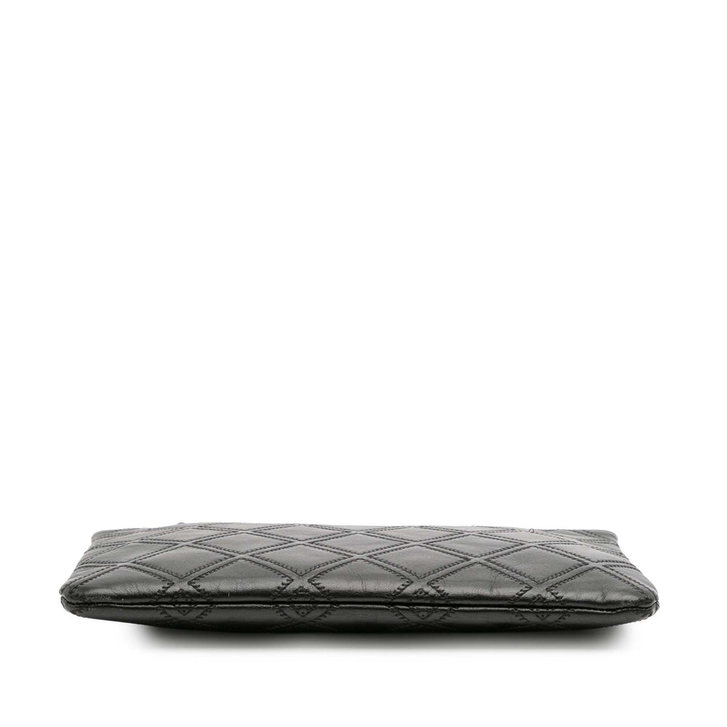 Diamond Double Stitch O Case Clutch Quilted Calfskin Large