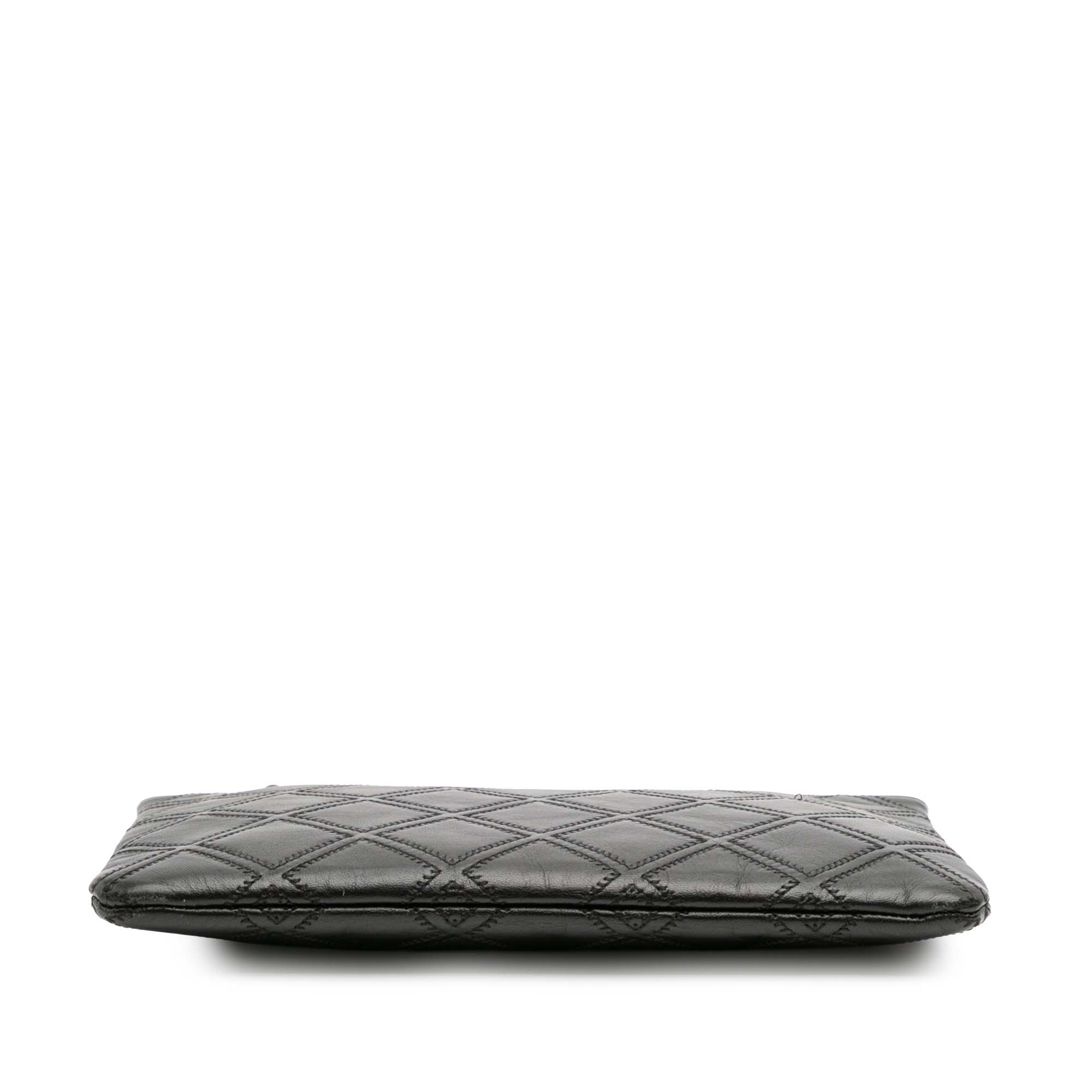 Diamond Double Stitch O Case Clutch Quilted Calfskin Large